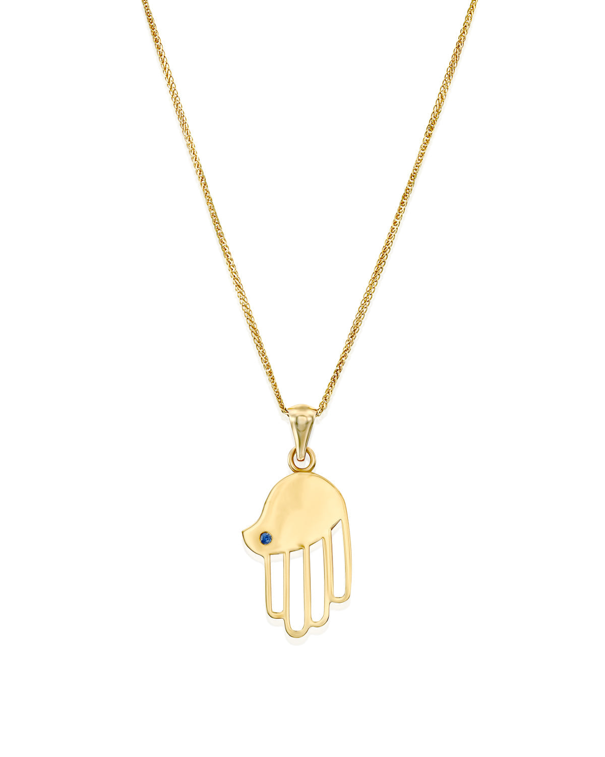 Salma Gold Hamsa Pendant With Sapphire