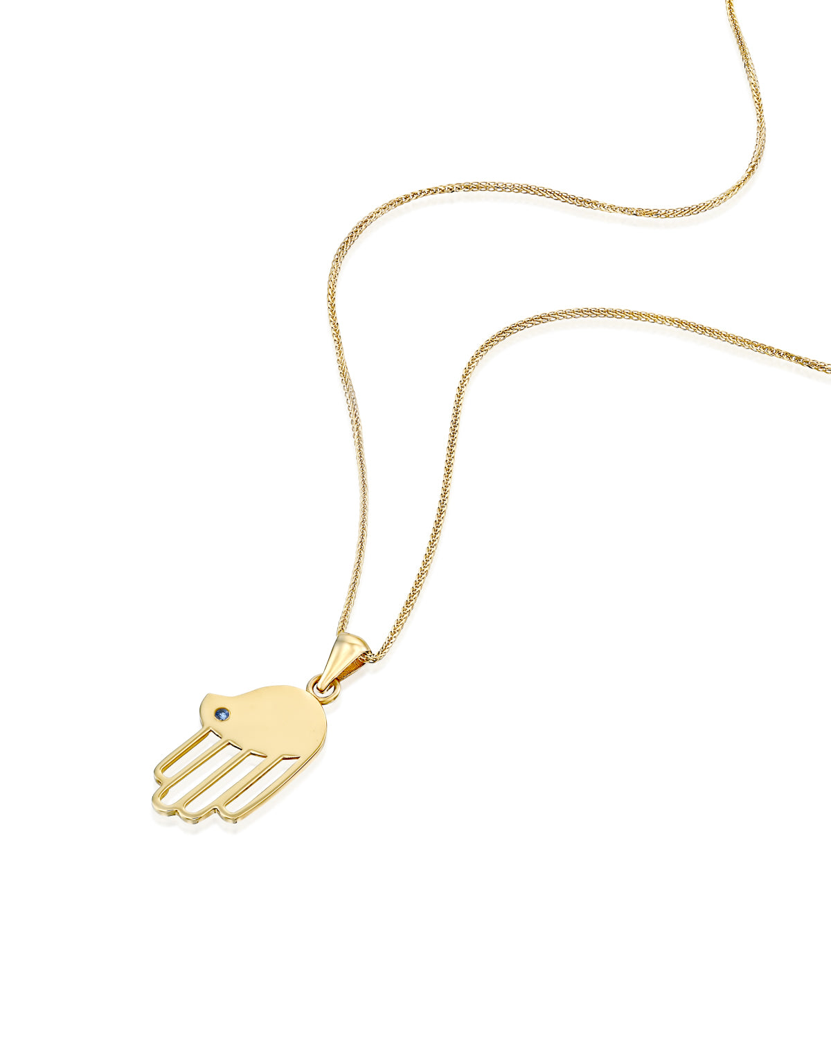 Salma Gold Hamsa Pendant With Sapphire