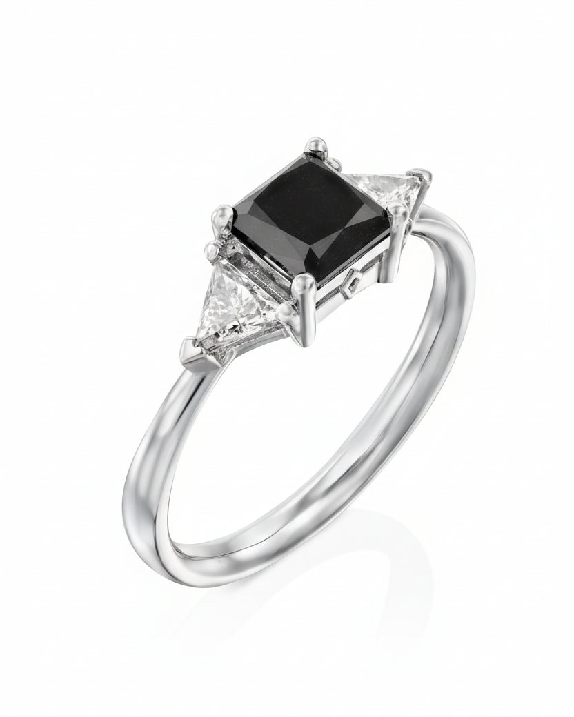 Anya Ring with black and white diamonds
