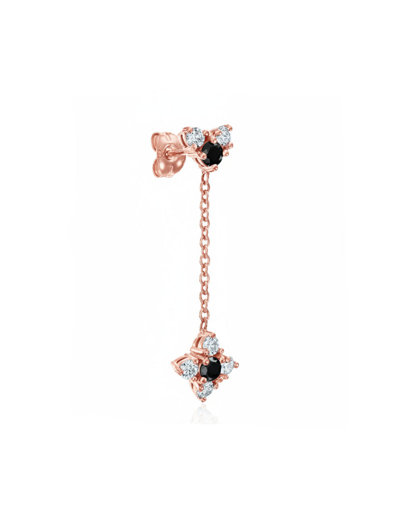 Alexandra Gold Earring Black & White Diamonds