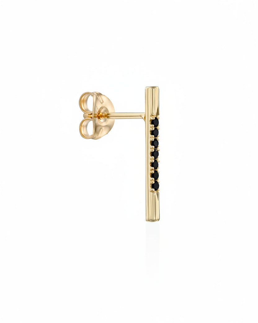 Long Valerie Gold Earring black dimaonds