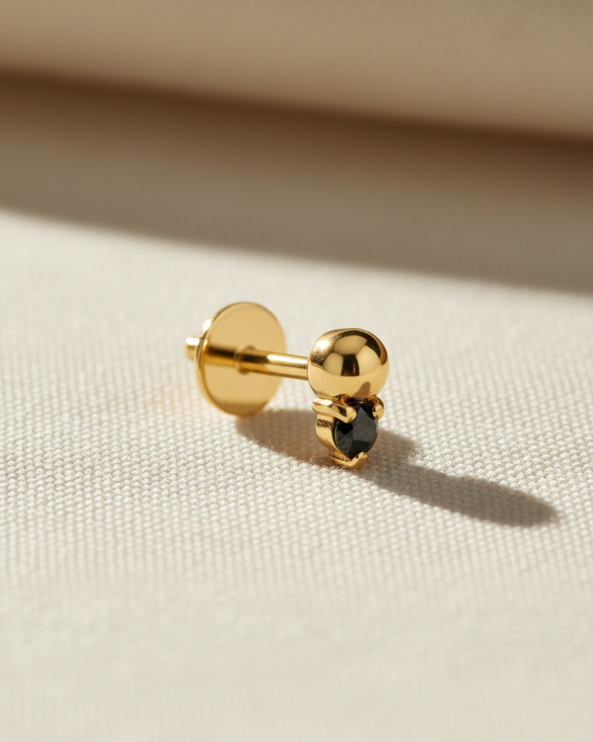 Marie Piercing Earring With Black Diamond