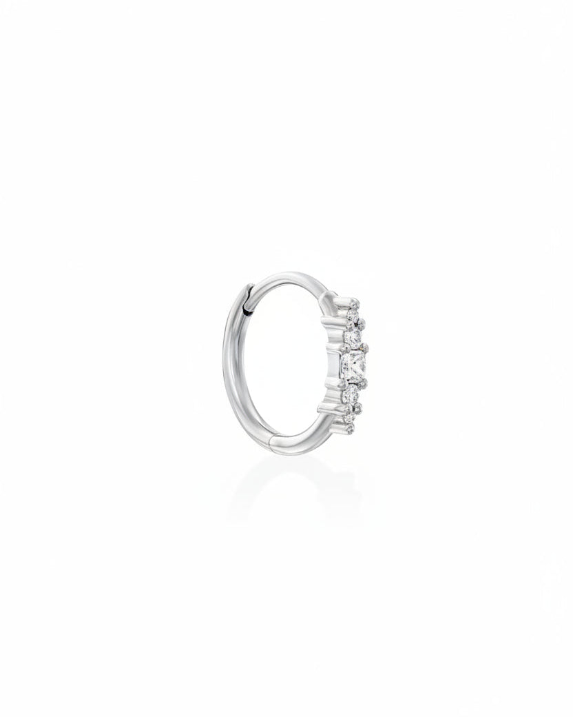 Bella Mia Hoop Gold Earring with white diamonds