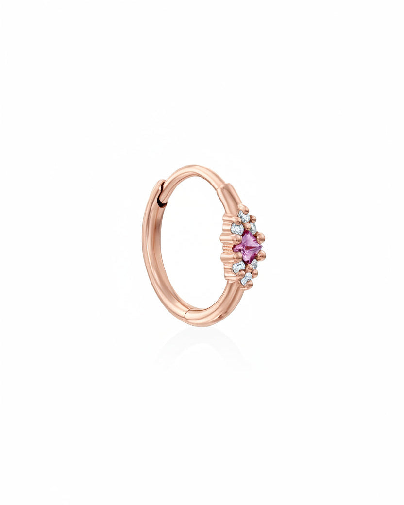 Juliette hoop pink sapphire and Diamonds
