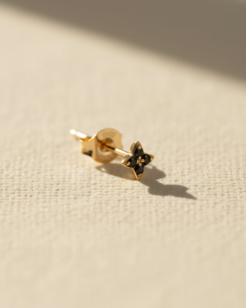 Mini Venus Gold Earring With Black Diamonds