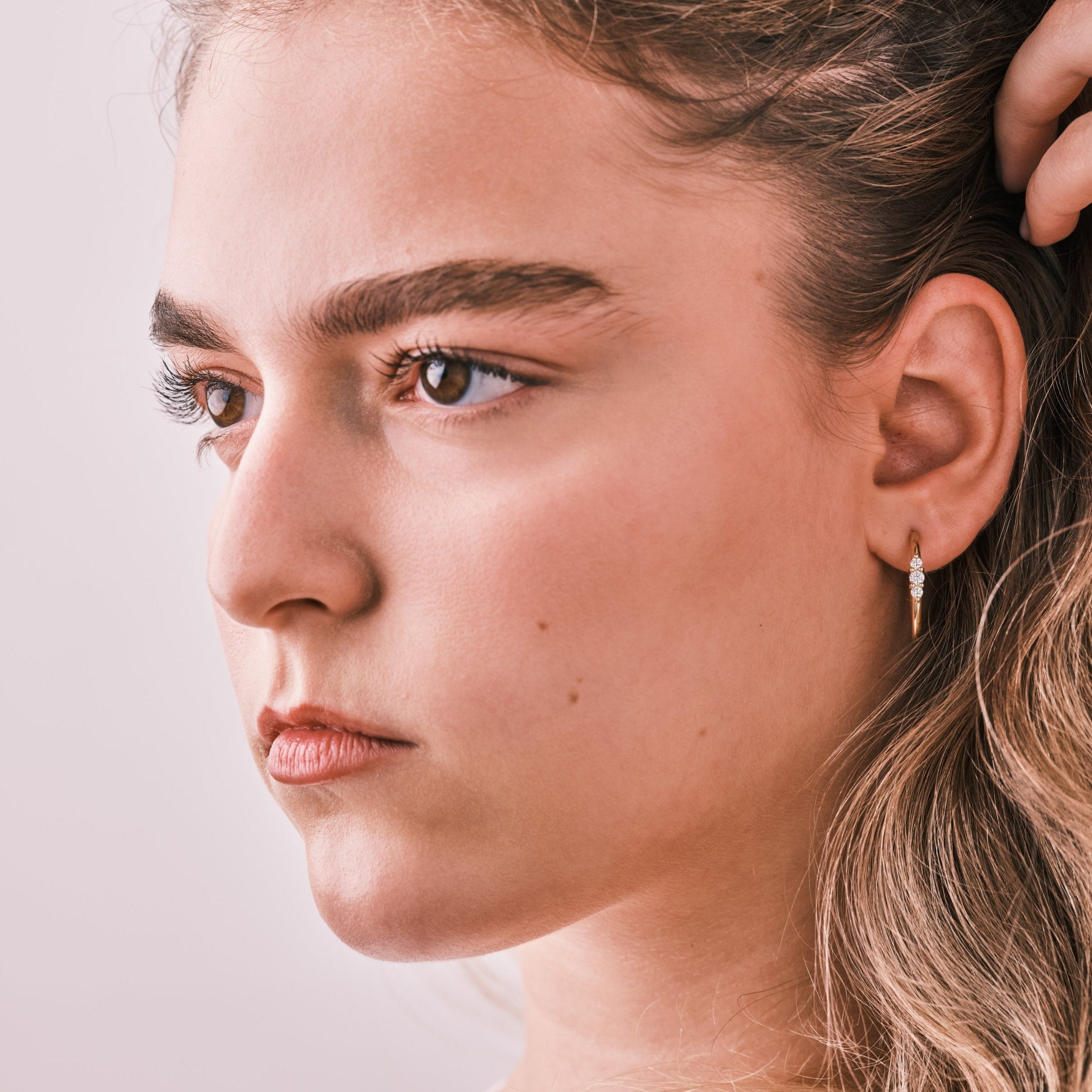 Enlarged Audrey Hoop Earring with White Diamonds