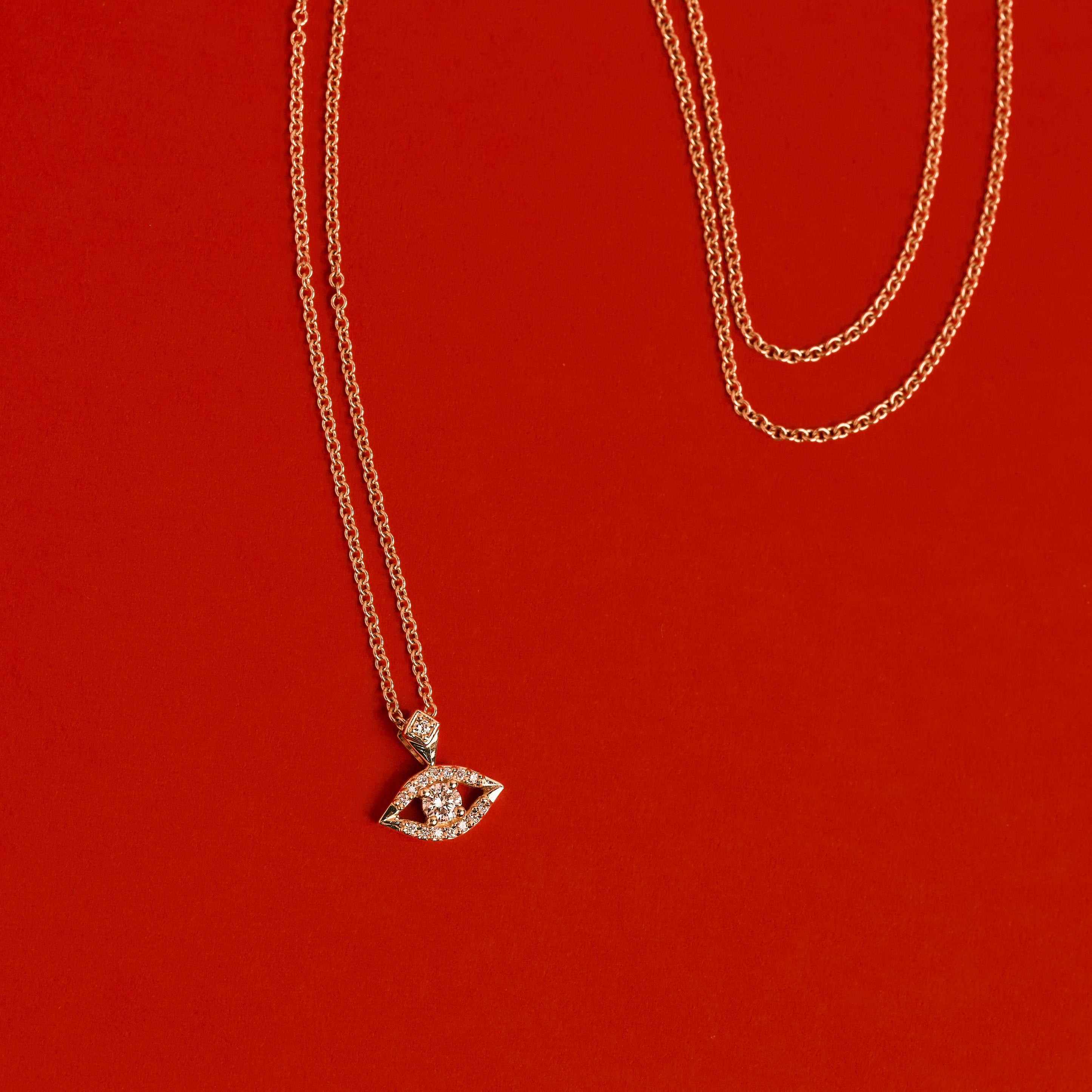Evil Eye Gold Necklace white Diamond