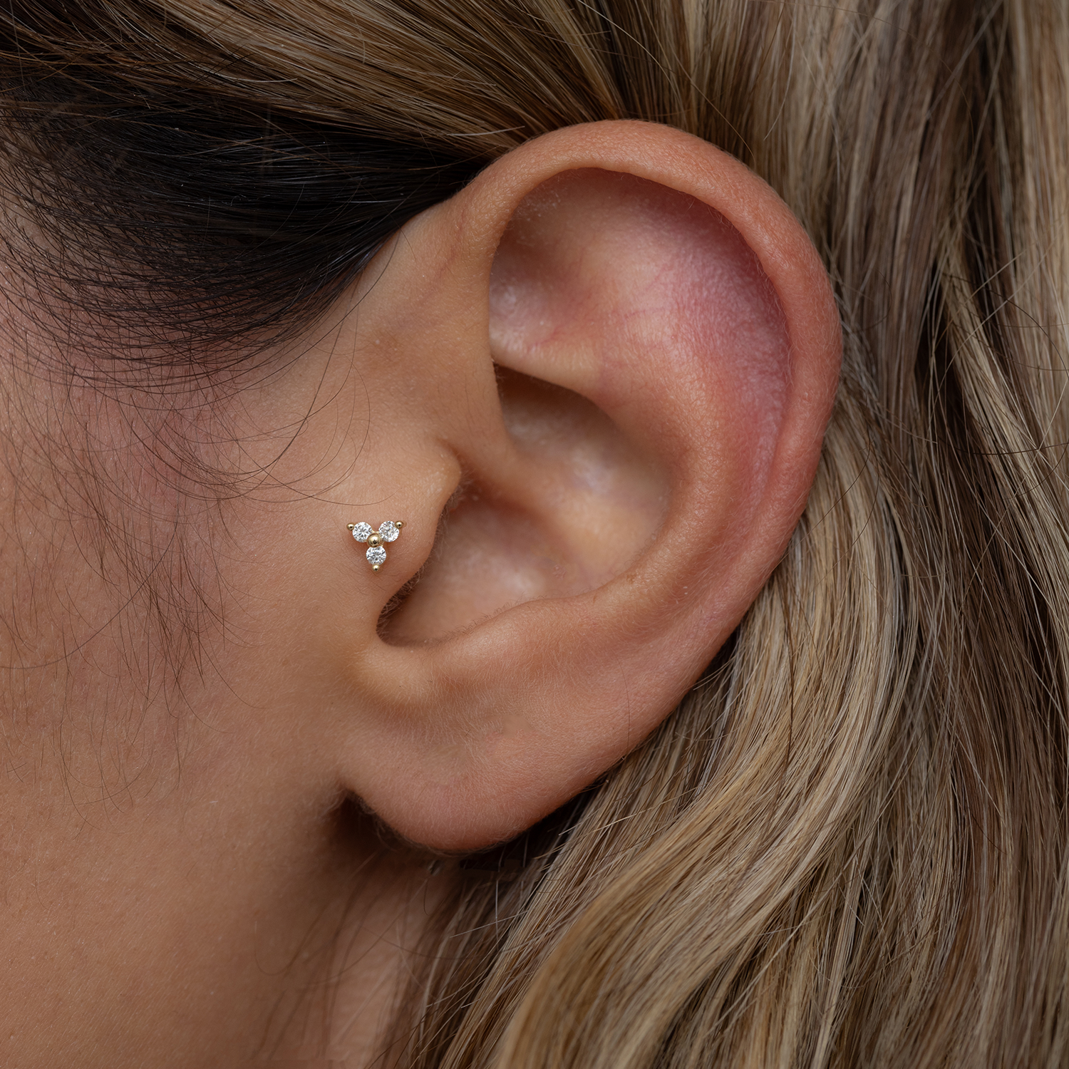 Mini Grace Piercing Earring With White Diamonds