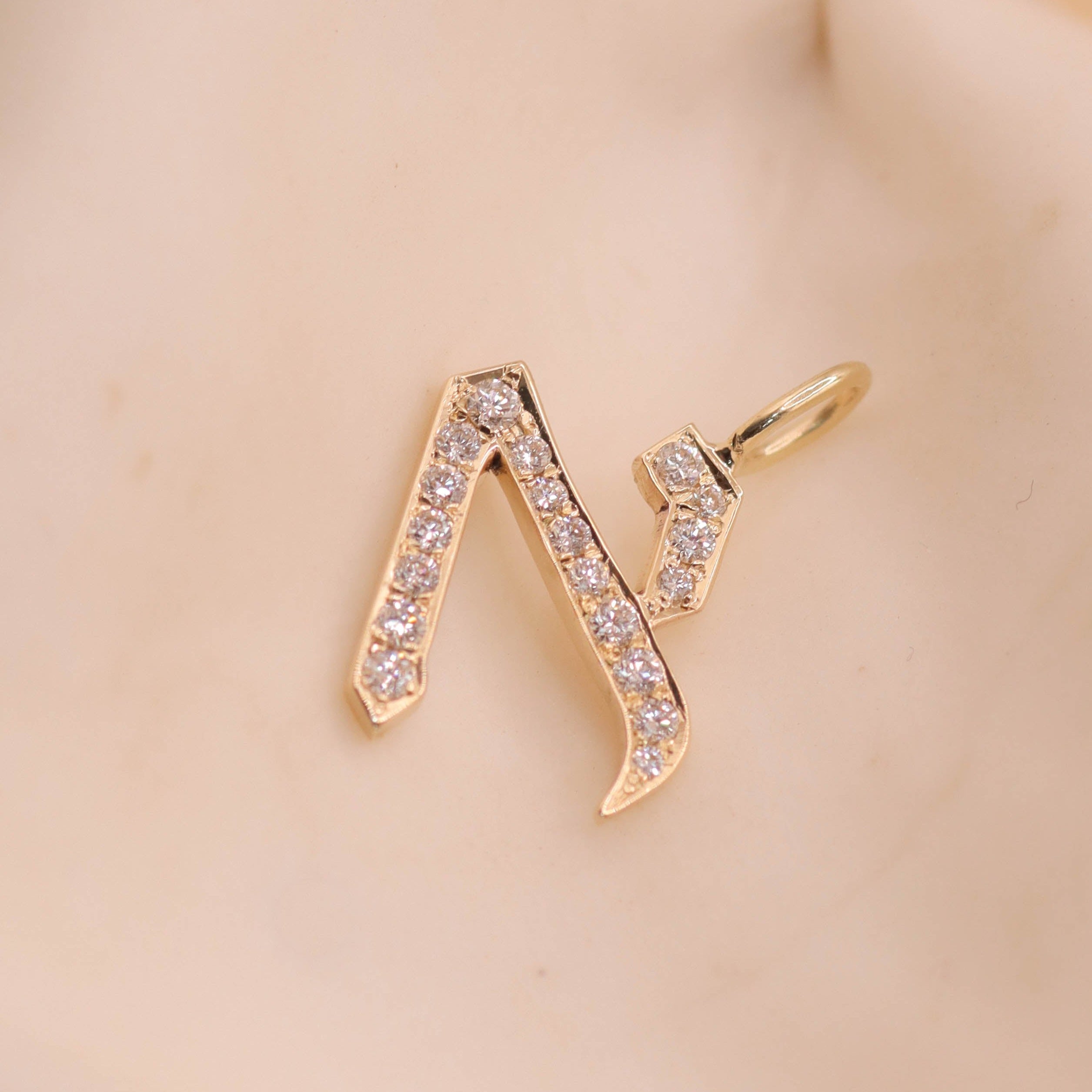 Letter Necklace - Small Aleph-Bet Encrusted Pendant