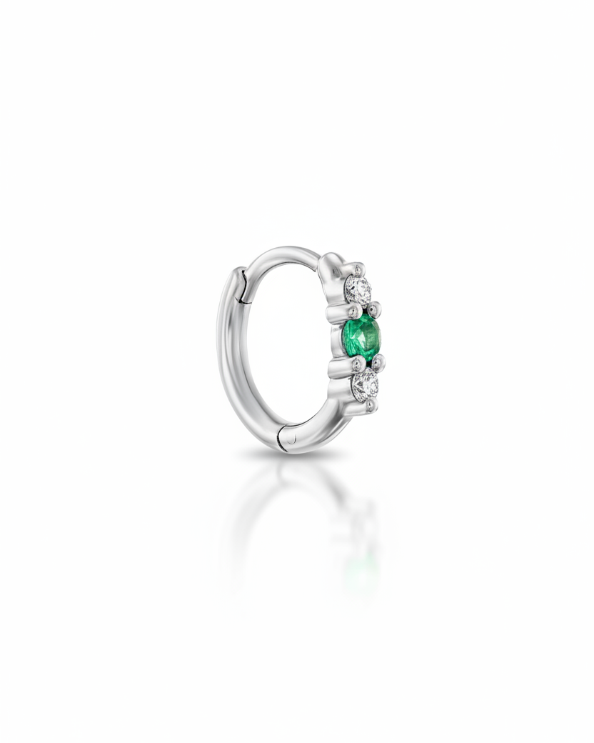 Audrey medium Hoop With Emerald And White Diamonds