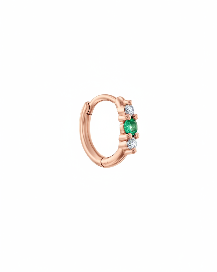 Audrey medium Hoop With Emerald And White Diamonds