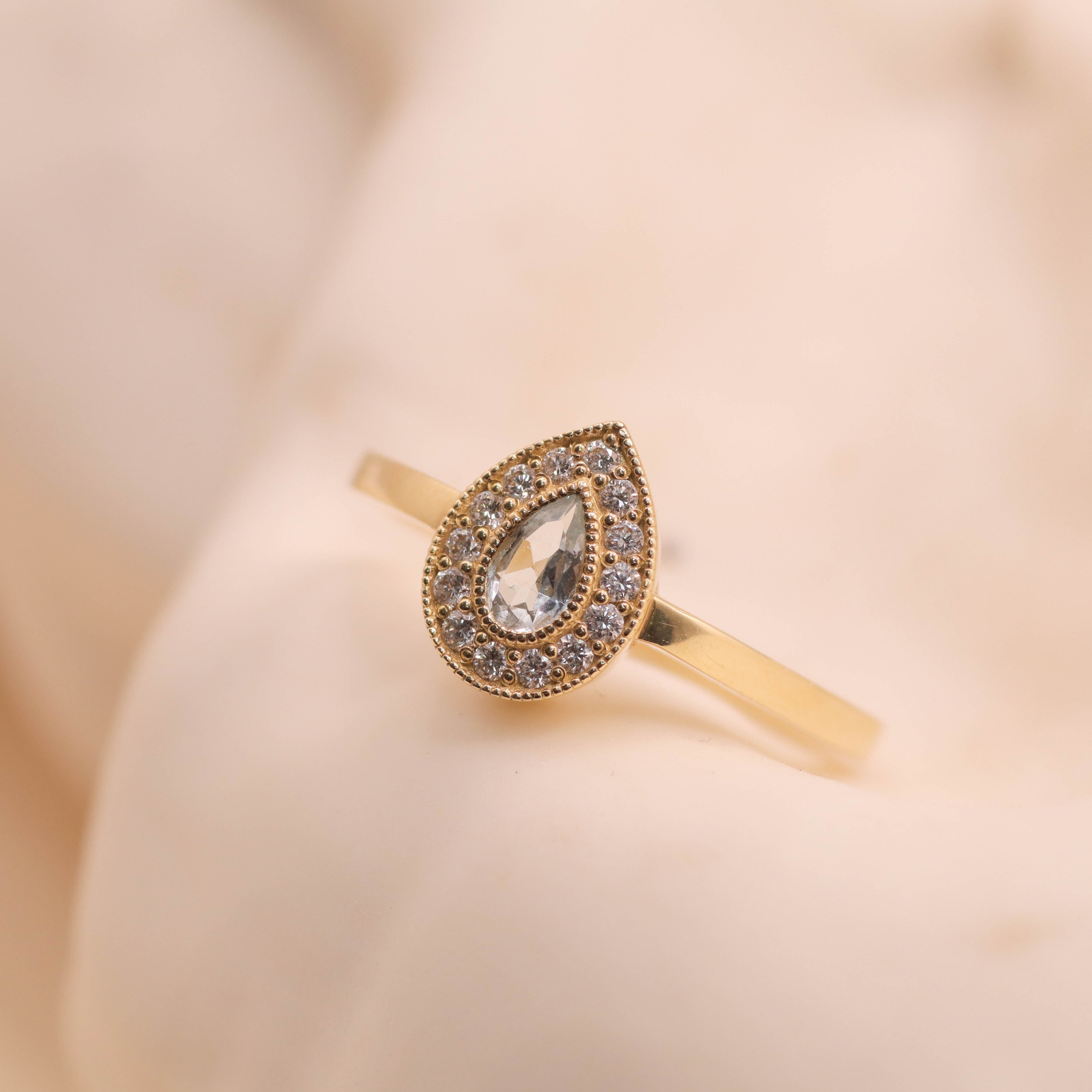 Luna Gold Ring With Aquamarine