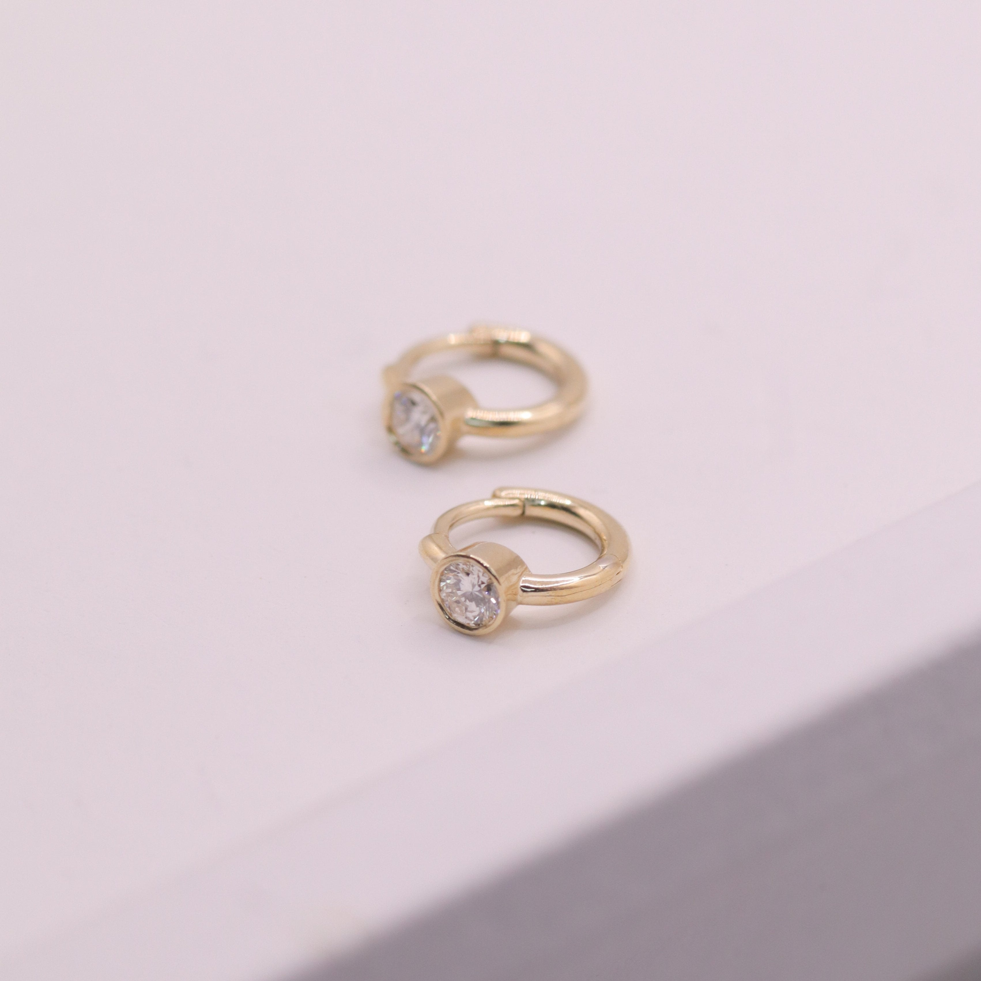 Enlarged Alexis mini Hoop Gold Earring Diamond