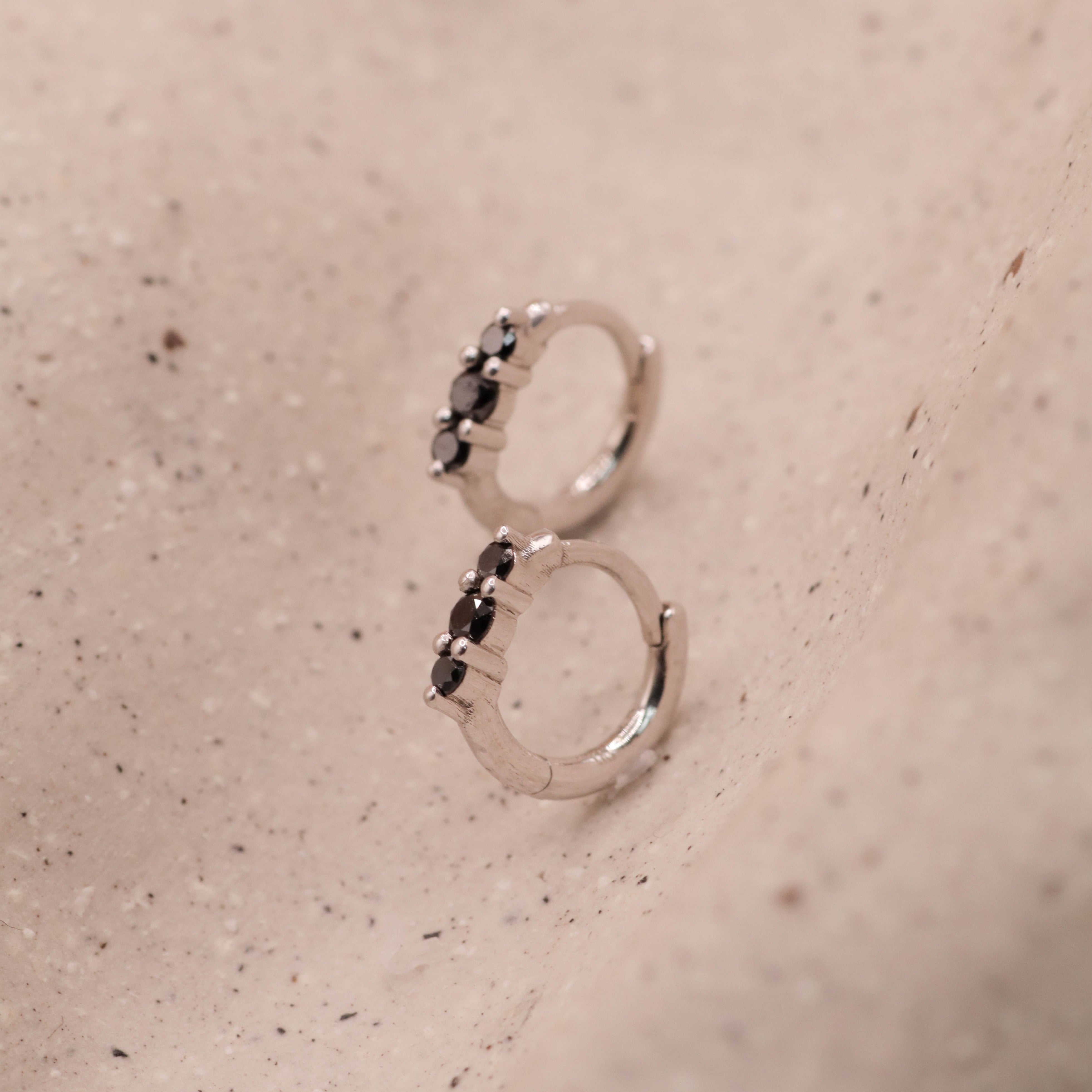 Audrey Mini Hoop Earring with Black Diamonds