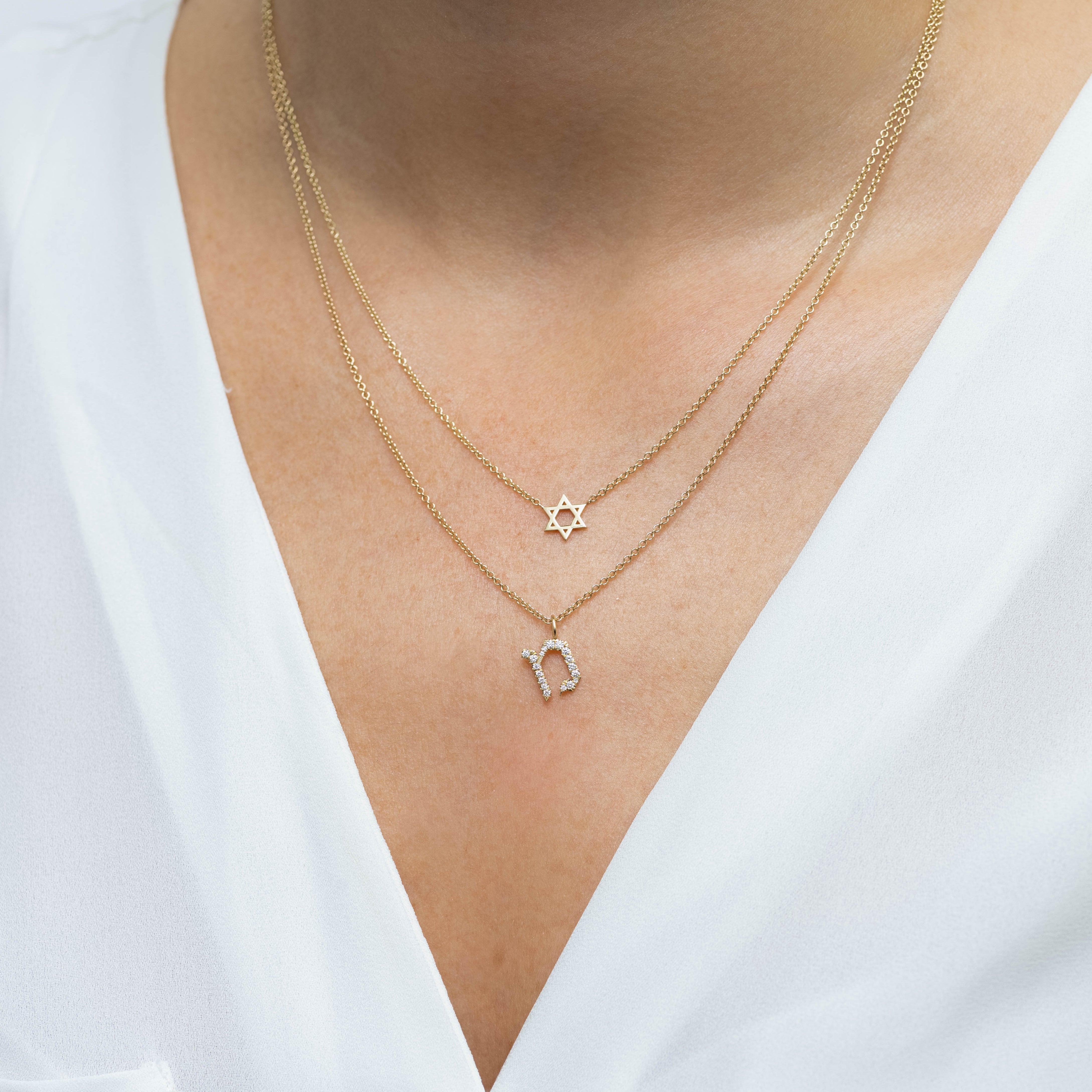 Letter Necklace - Small Aleph-Bet Encrusted Pendant