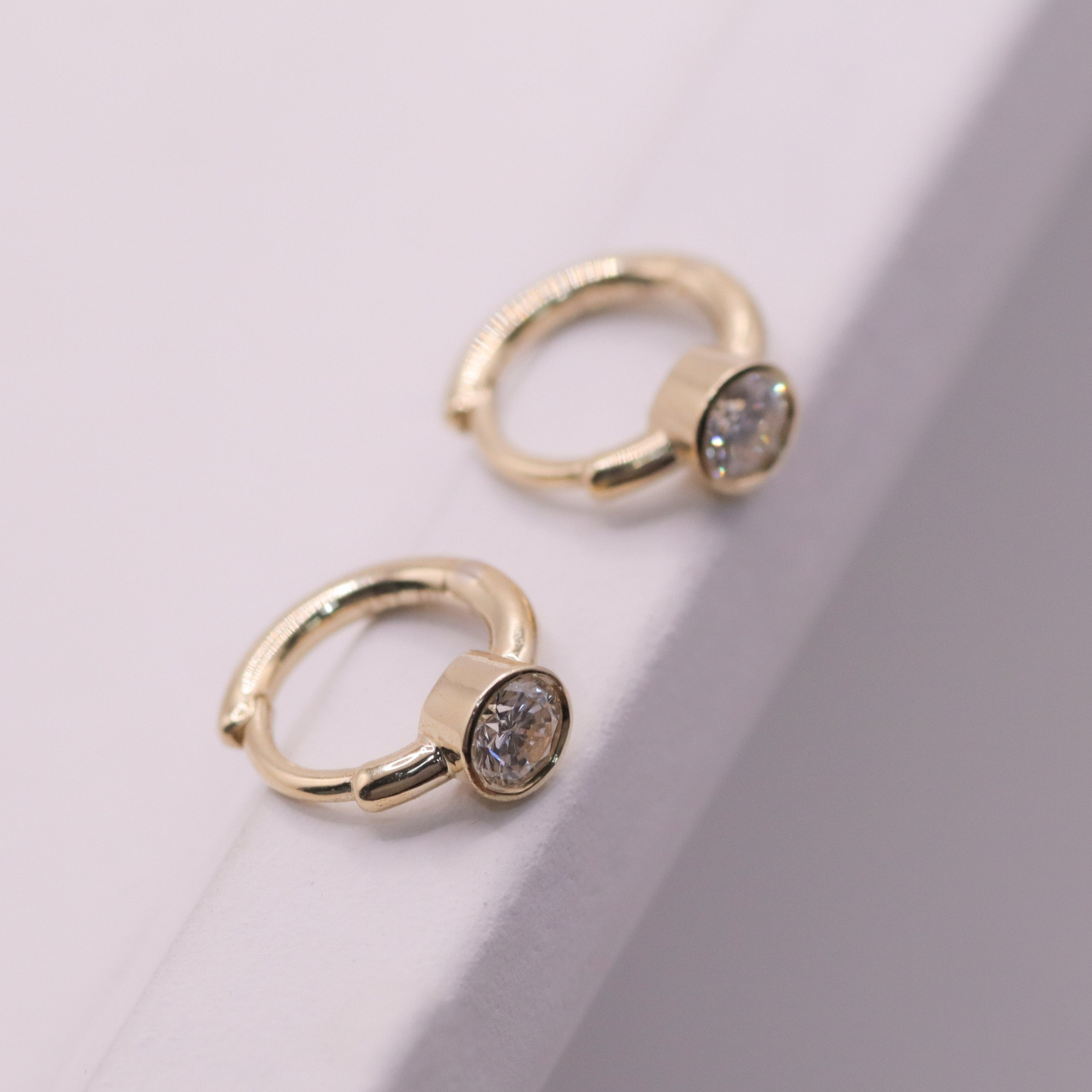 Enlarged Alexis mini Hoop Gold Earring Diamond