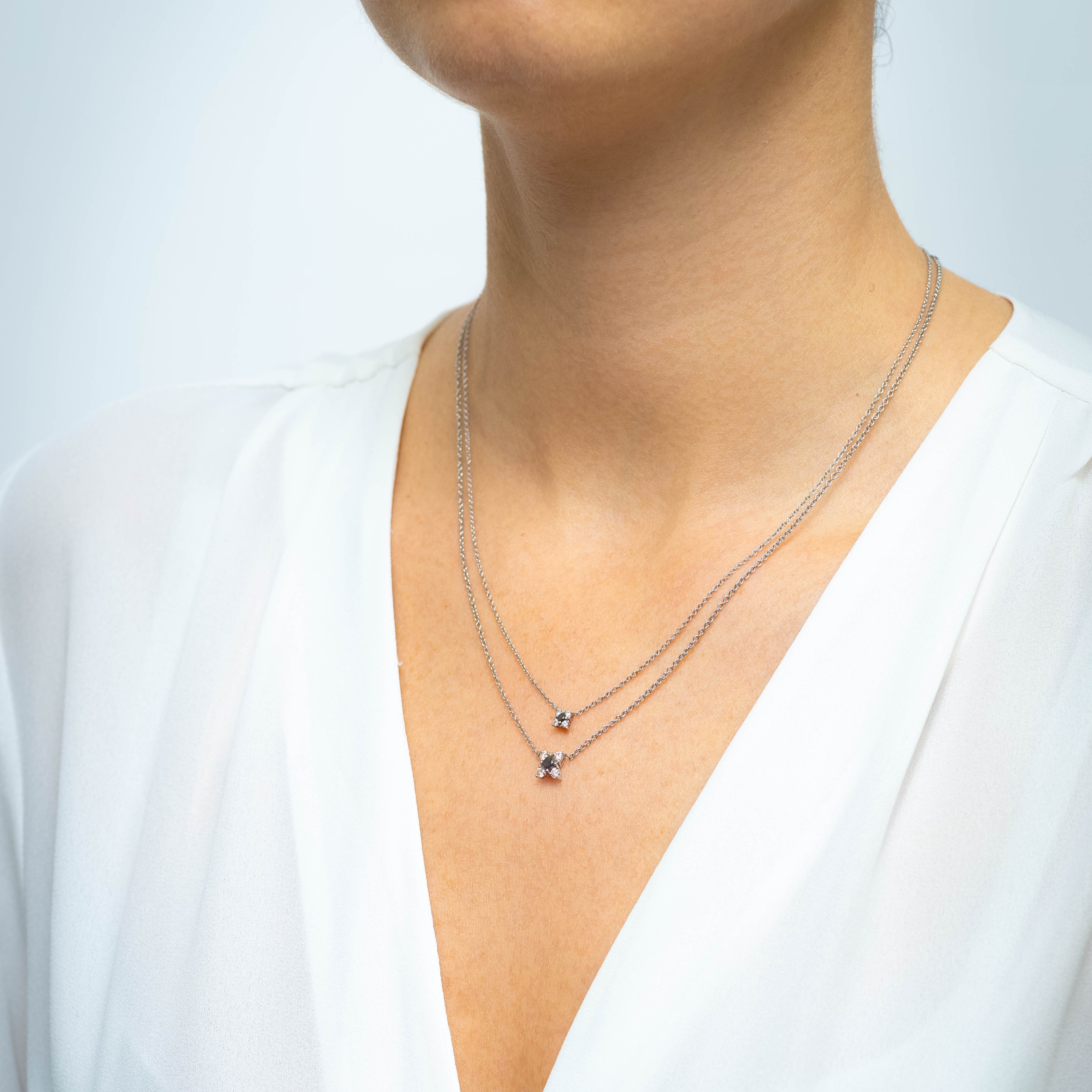 Valentina Gold Necklace Black & White Diamonds