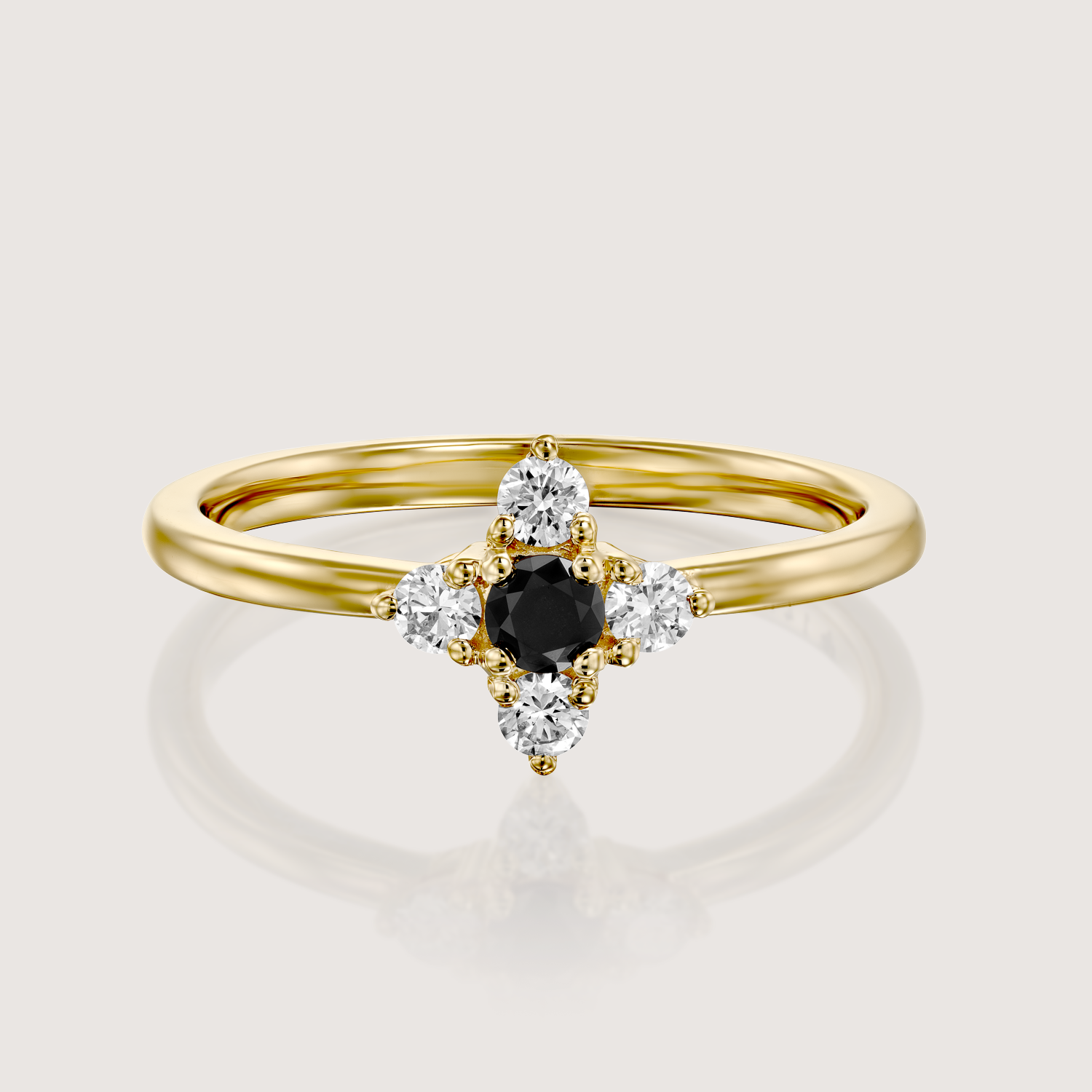Eliana Gold Ring with Black & White Diamonds