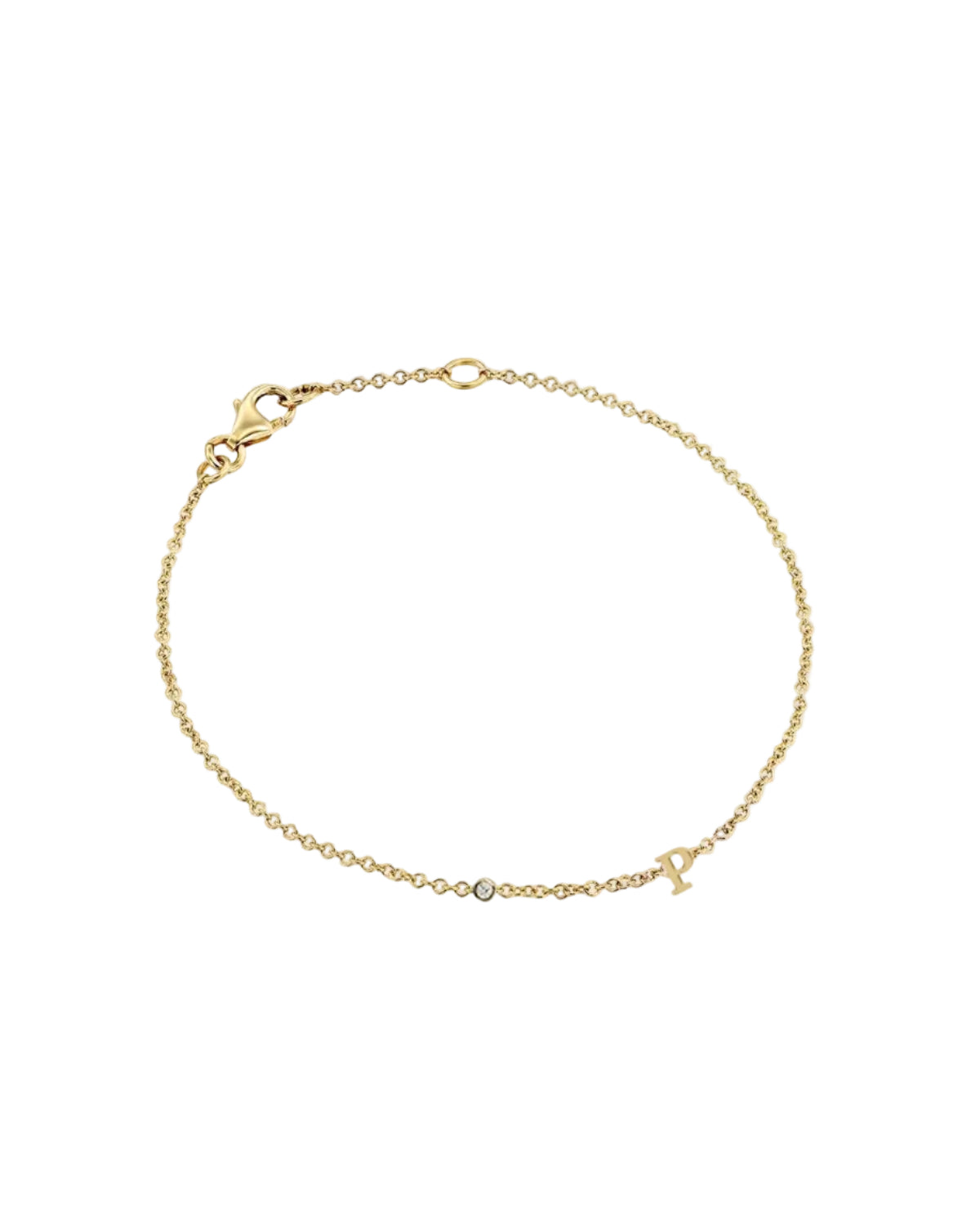 Letter & diamond gold bracelet