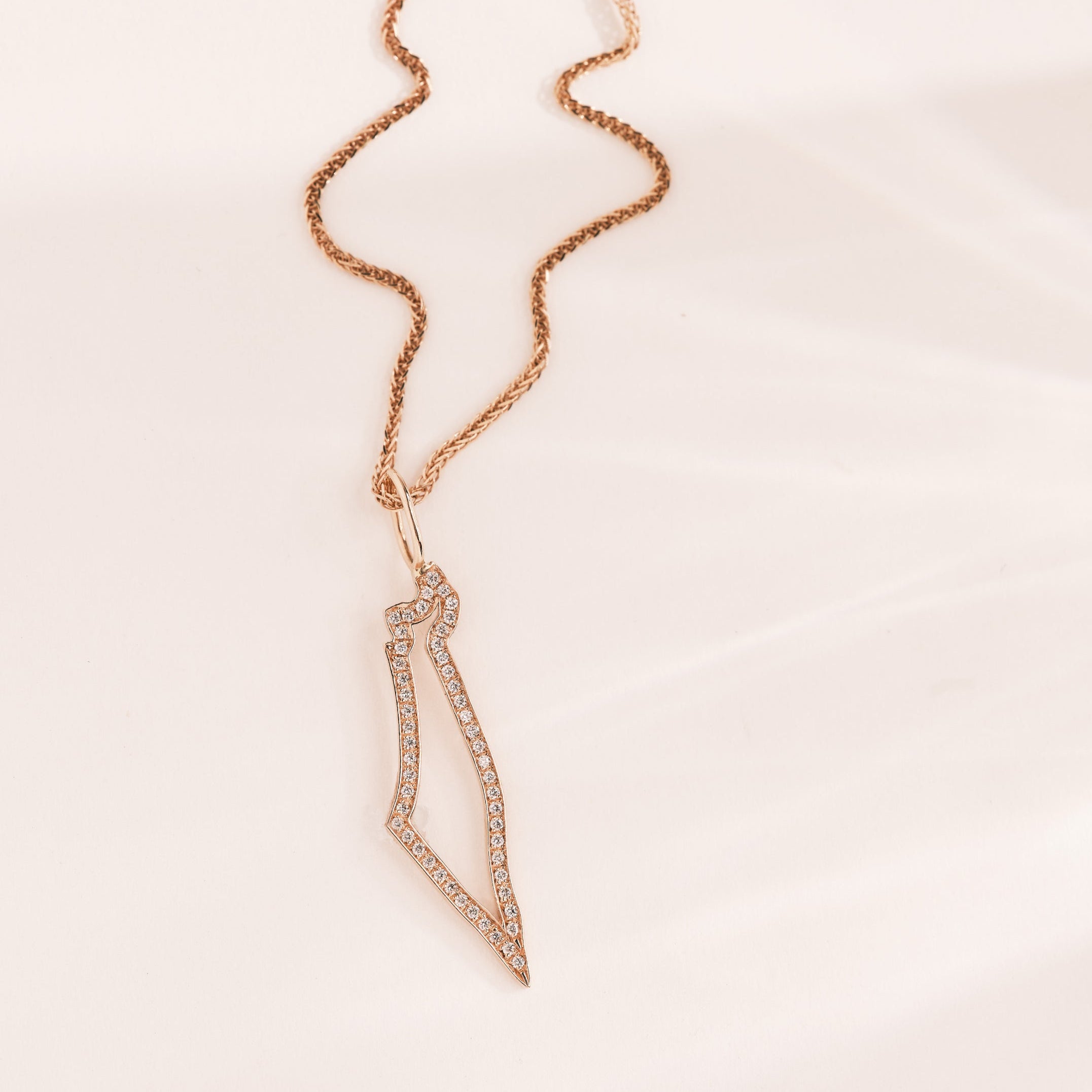 Israel Frame Gold pendant With White Diamonds