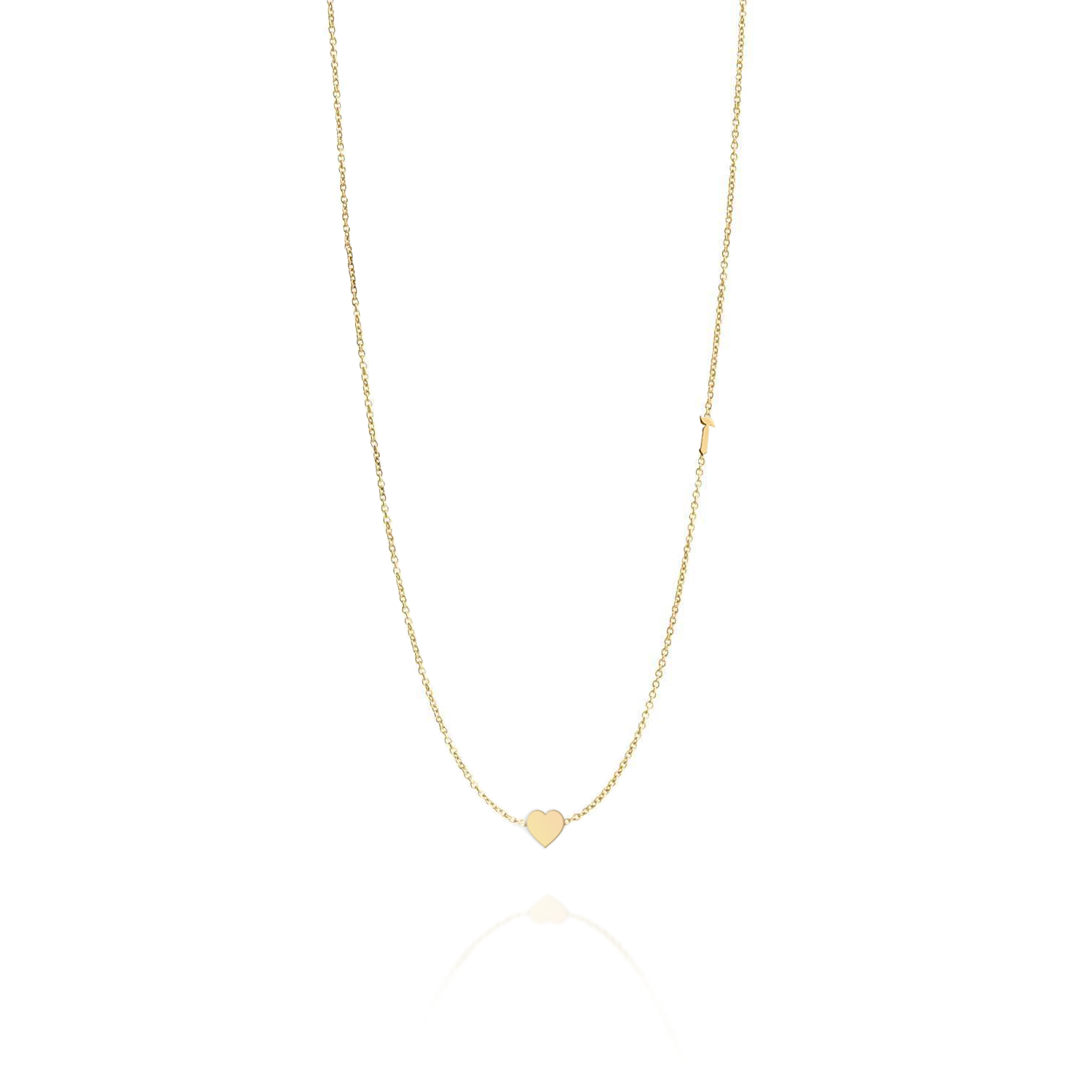 Small Hebrew letter Necklace With Gold Heart