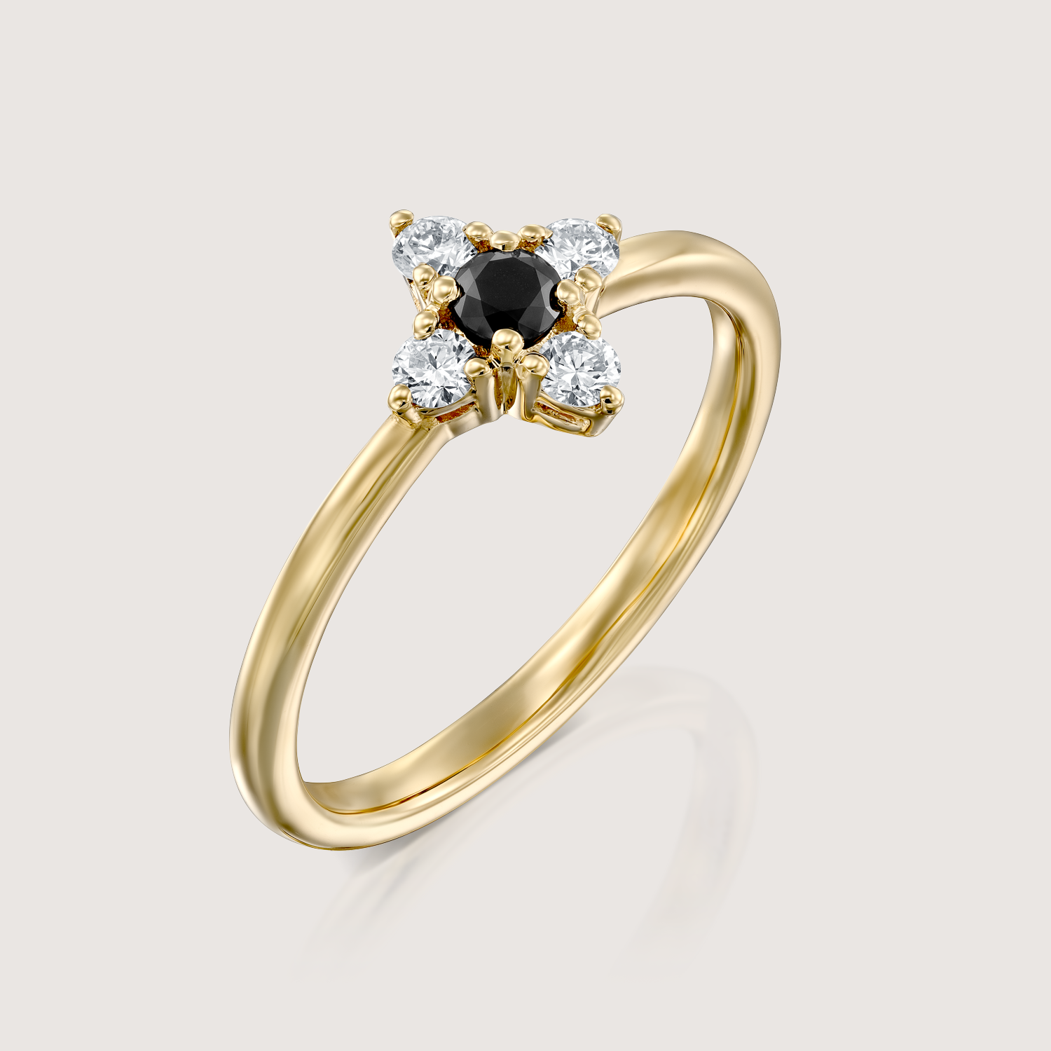 Eliana Gold Ring with Black & White Diamonds