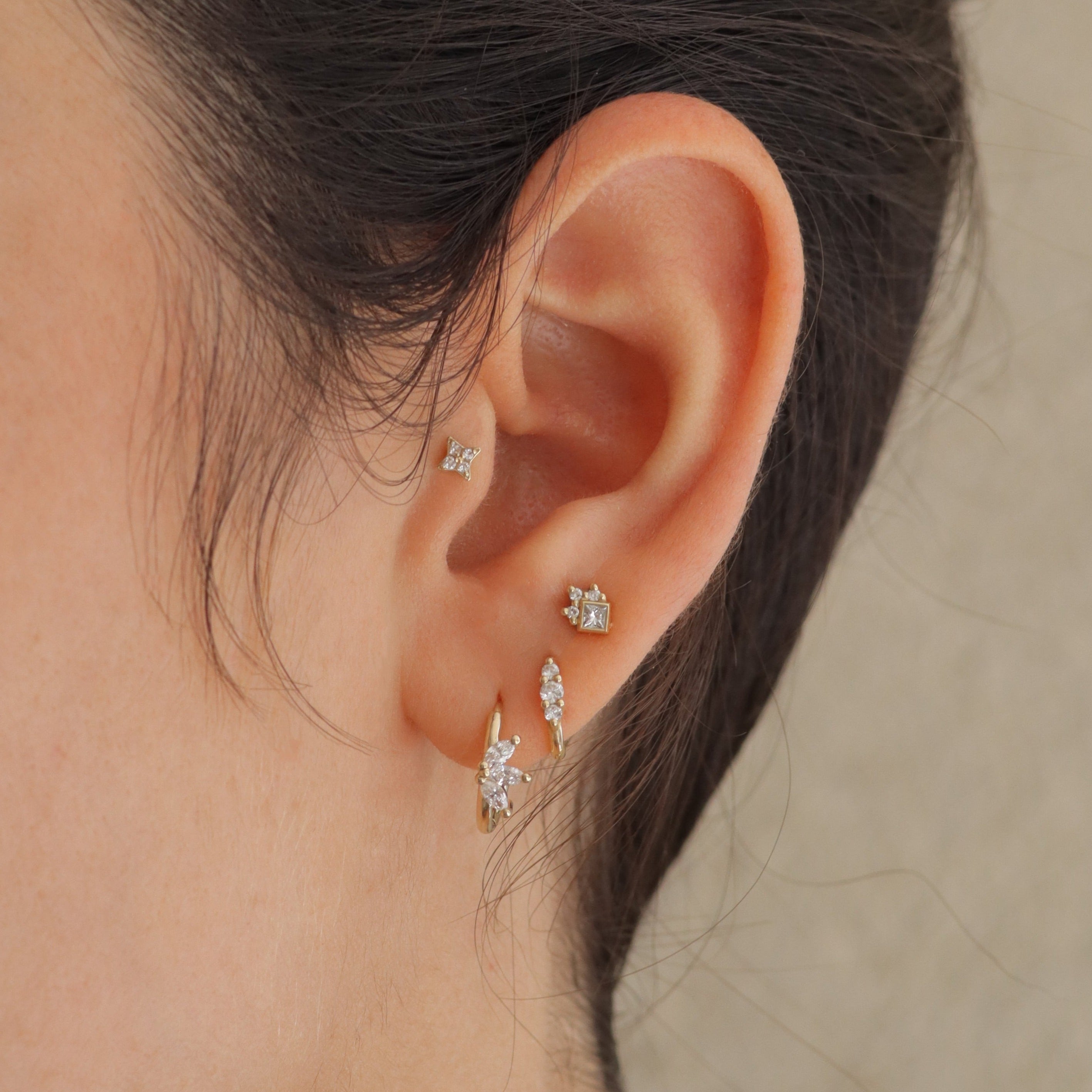 Audrey Mini Hoop Earring with White Diamonds