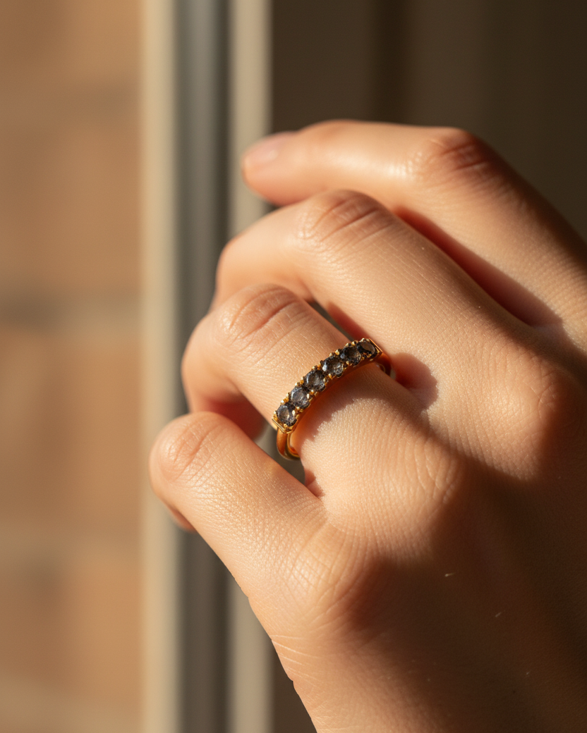 Medium Candy Gold Ring Gray Diamonds