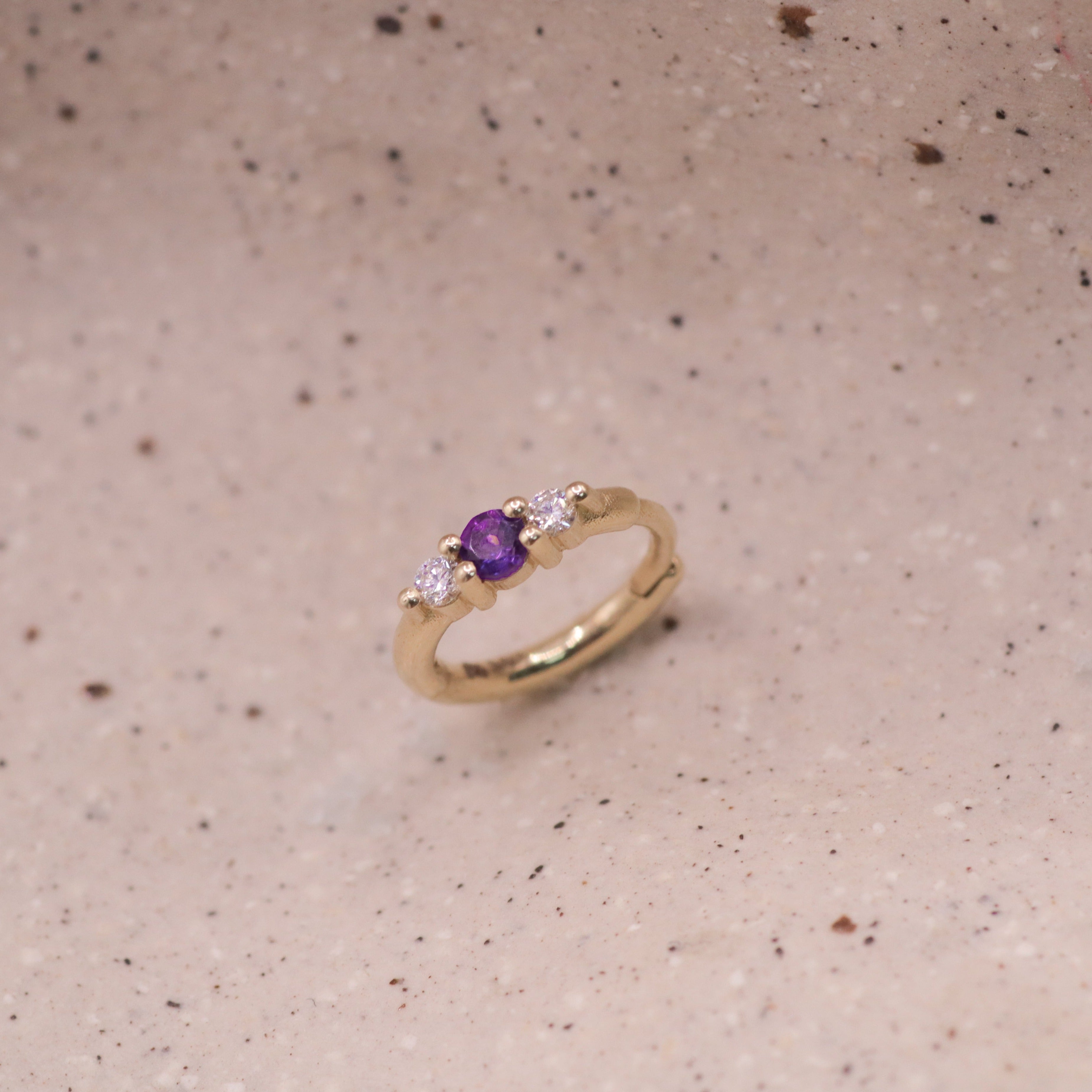 Audrey Mini Hoop With amethyst And White Diamonds