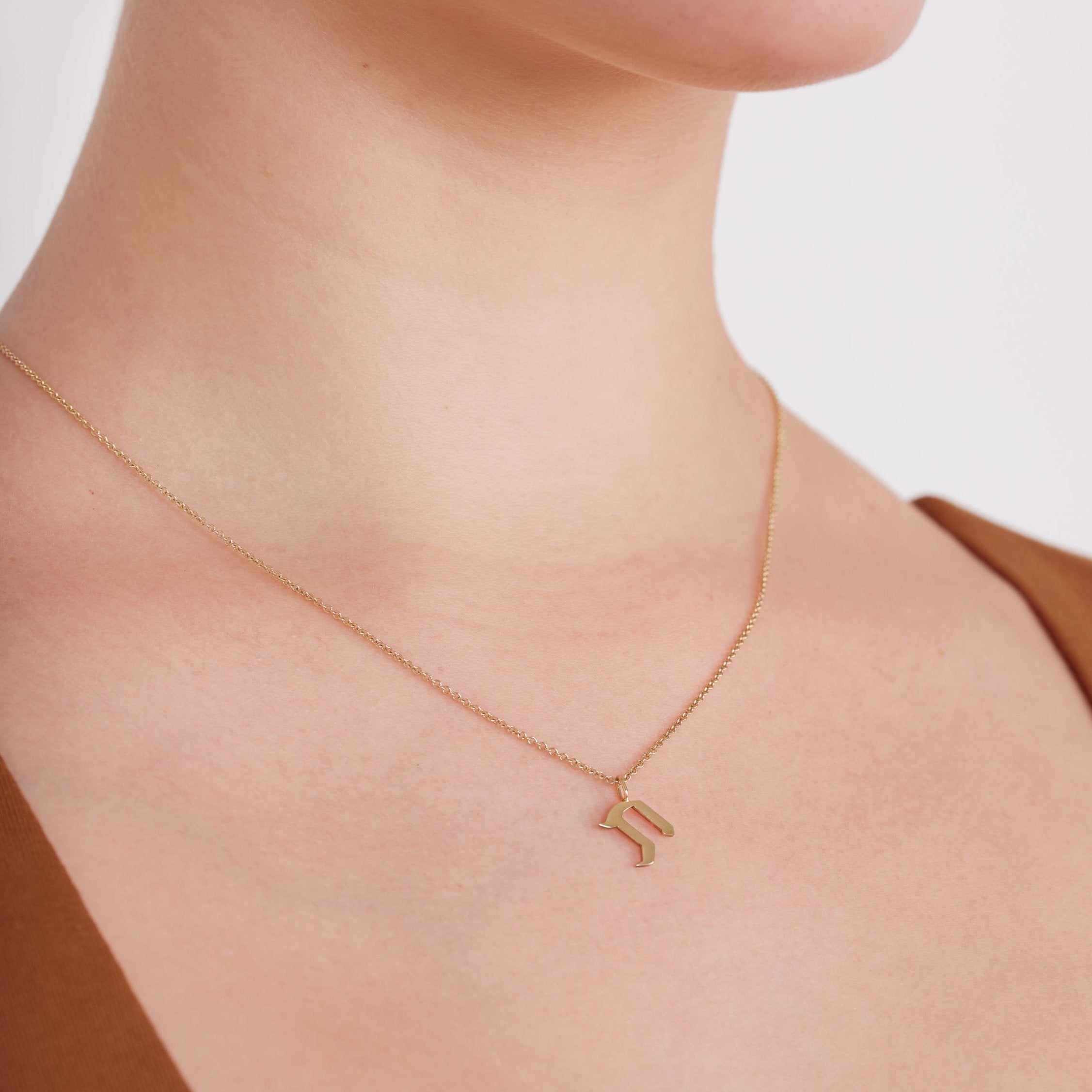 Letter Necklace - Small Aleph-Bet Gold Pendant