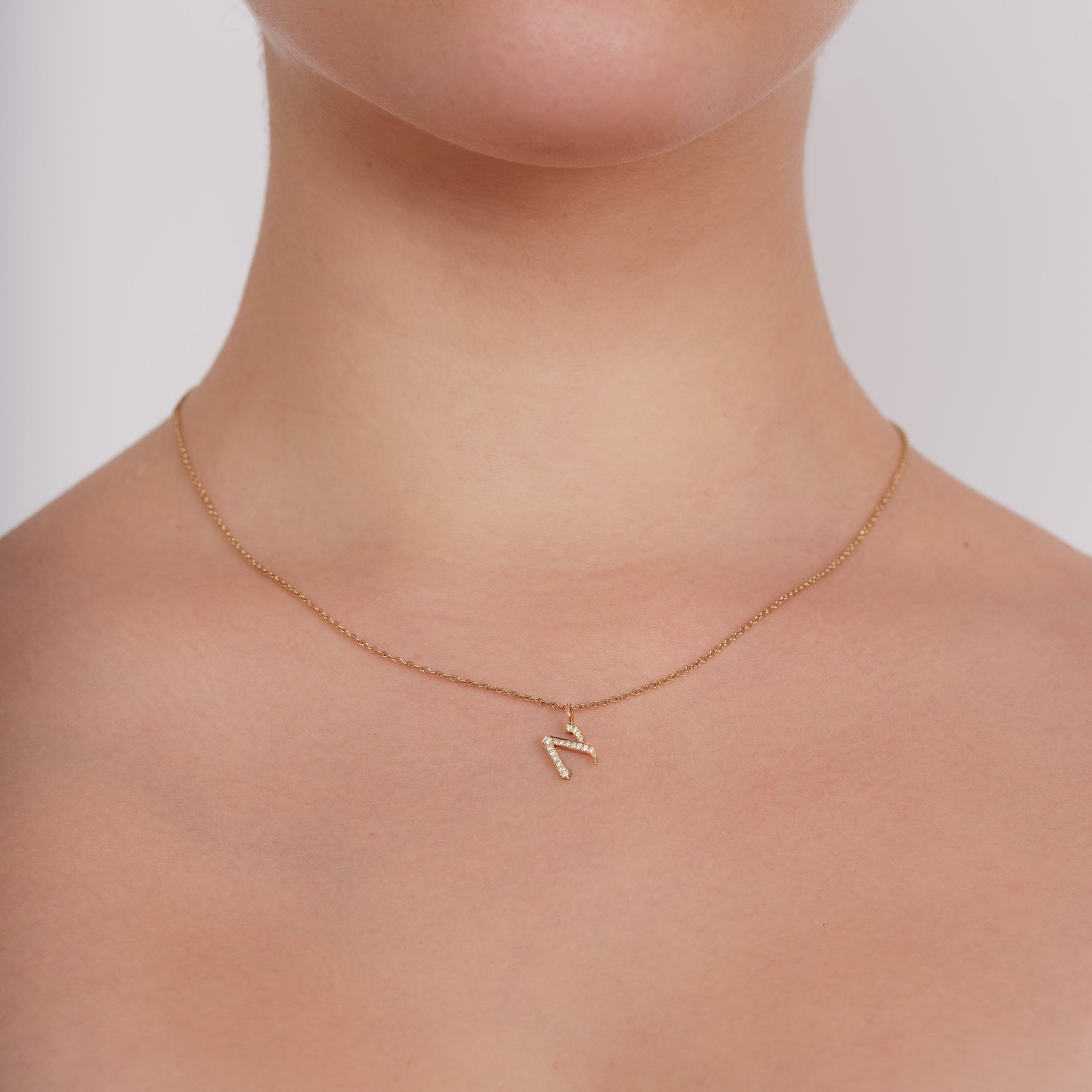 Letter Necklace - Small Aleph-Bet Encrusted Pendant