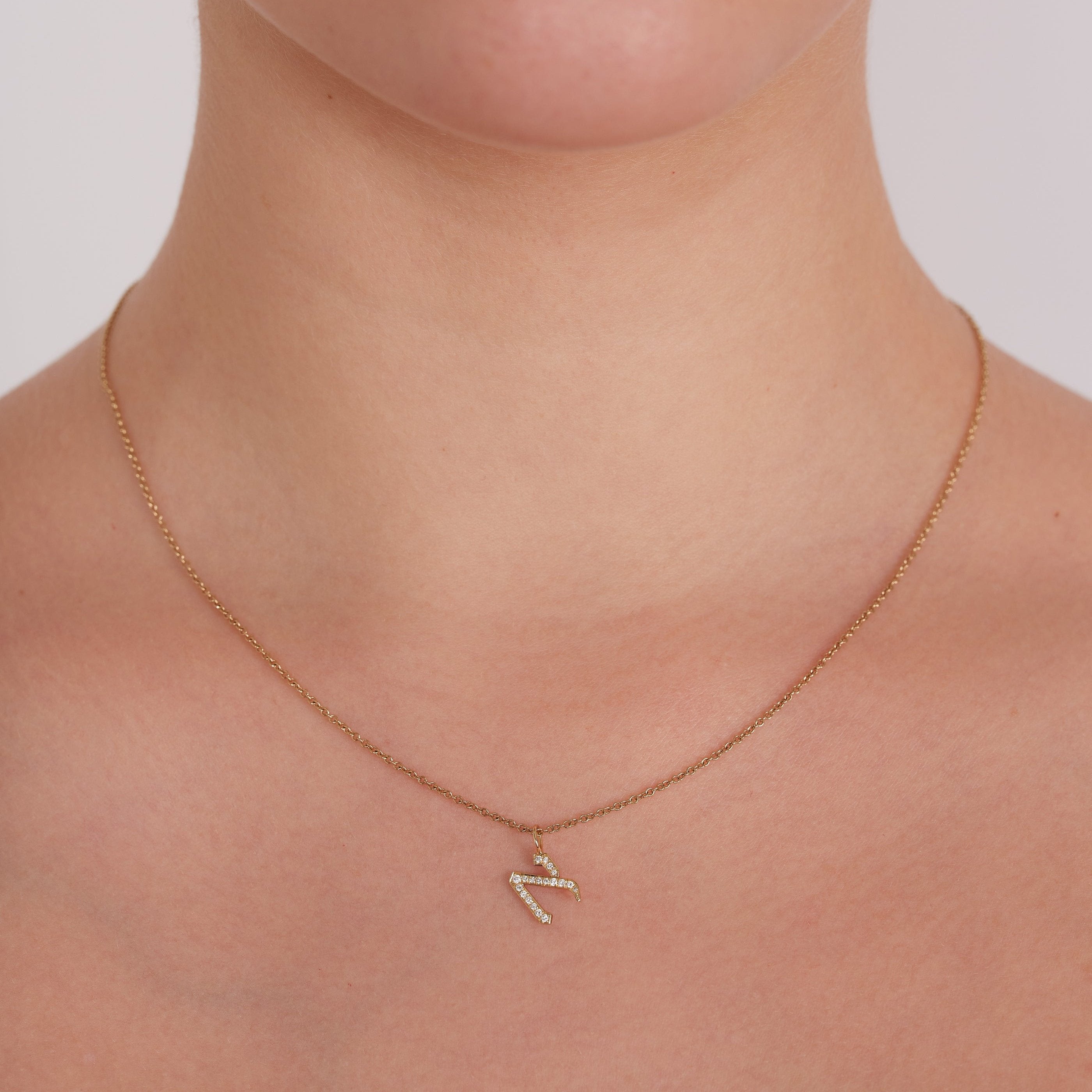 Letter Necklace - Small Aleph-Bet Encrusted Pendant