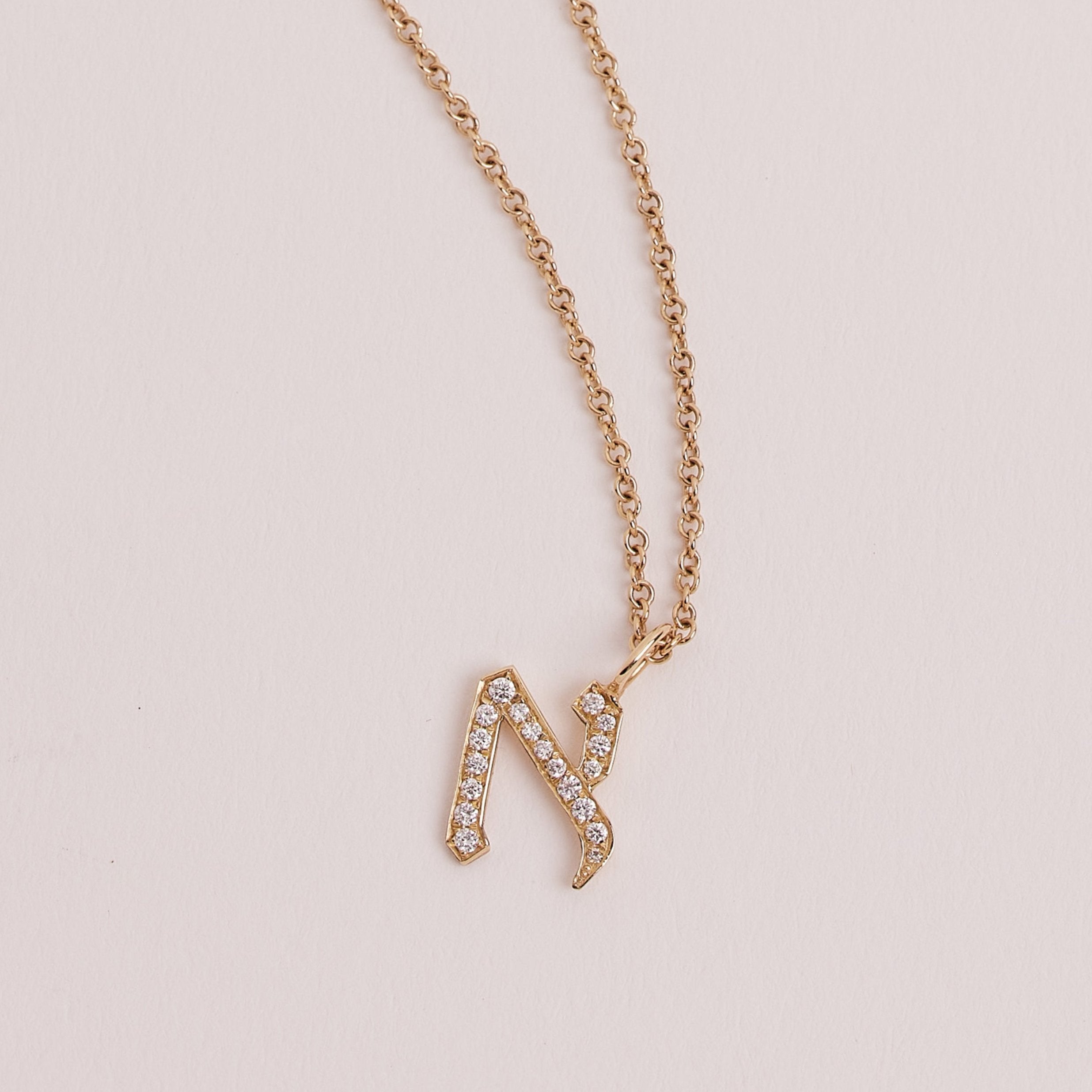 Letter Necklace - Small Aleph-Bet Encrusted Pendant