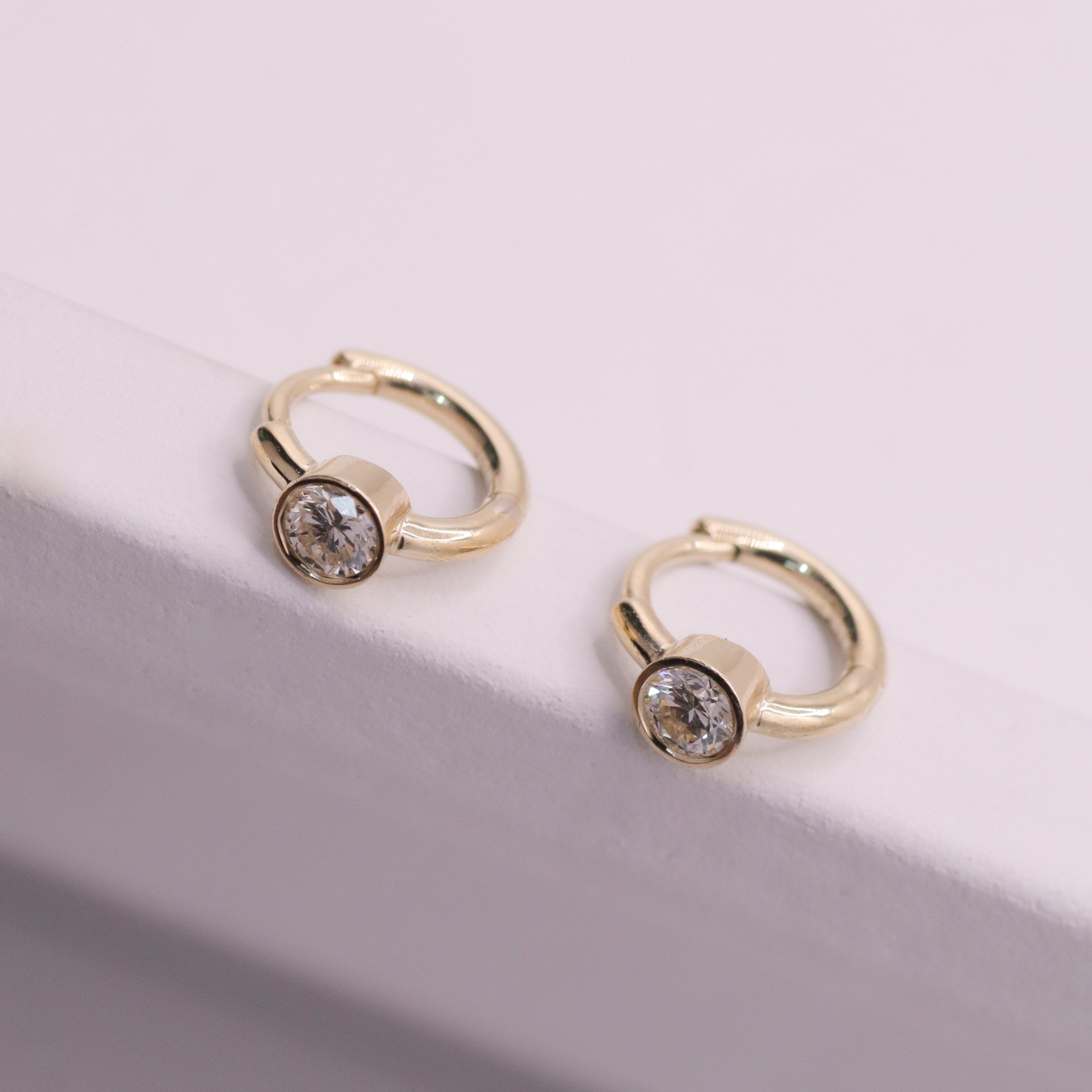 Enlarged Alexis mini Hoop Gold Earring Diamond