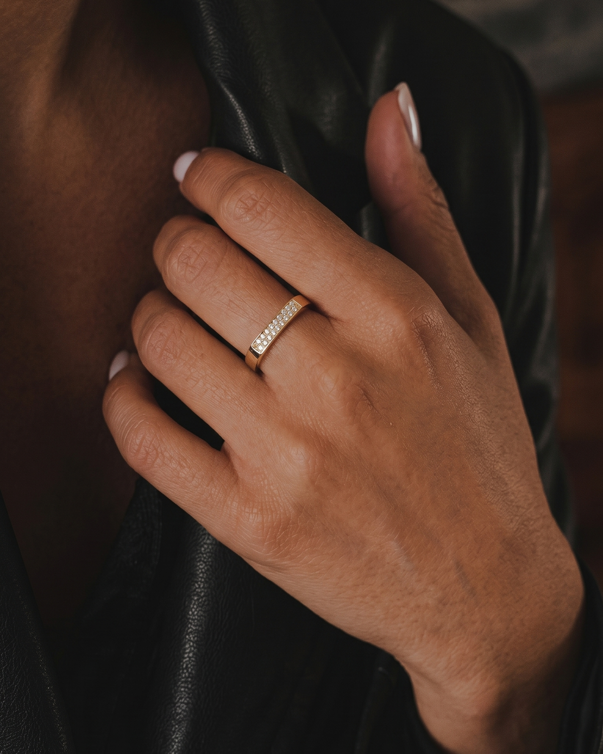 Charlotte Yellow Gold Ring White Diamonds