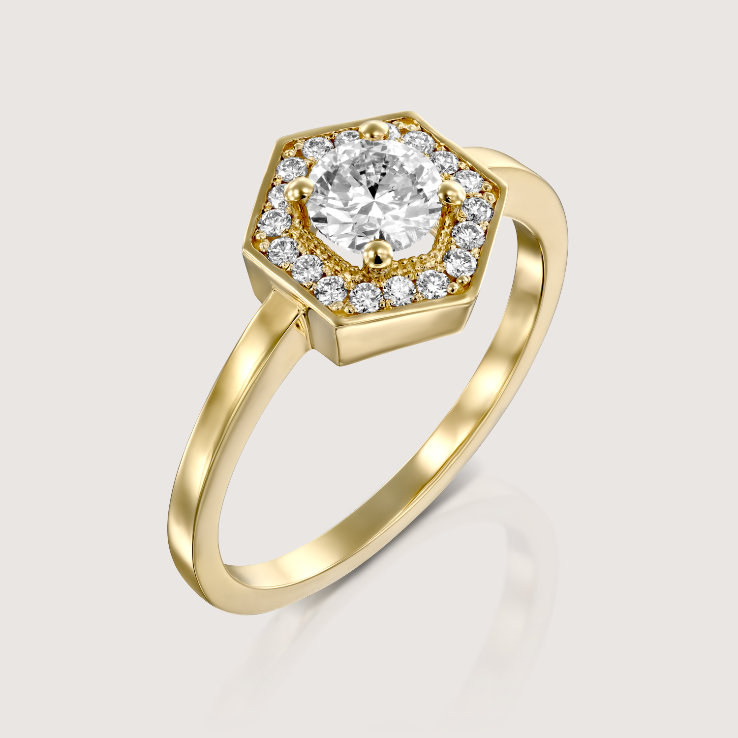 Amy Gold Ring White 5mm Diamond