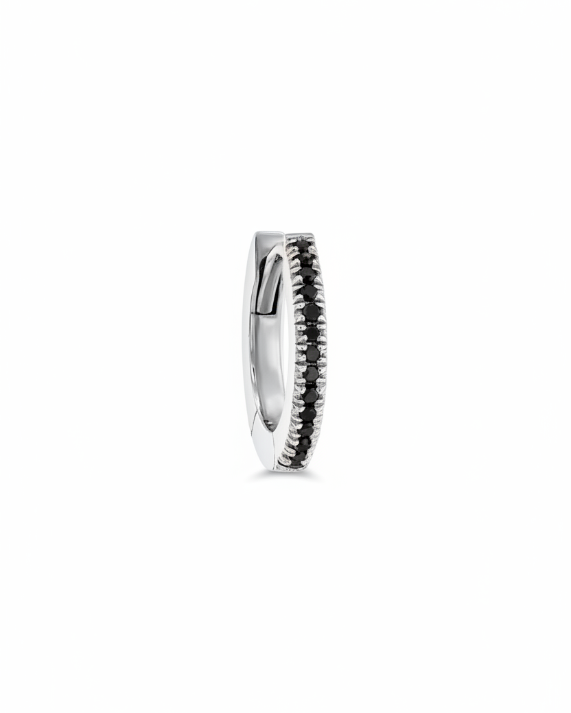 Khloé Medium Hoop Gold Earring with Black Diamonds