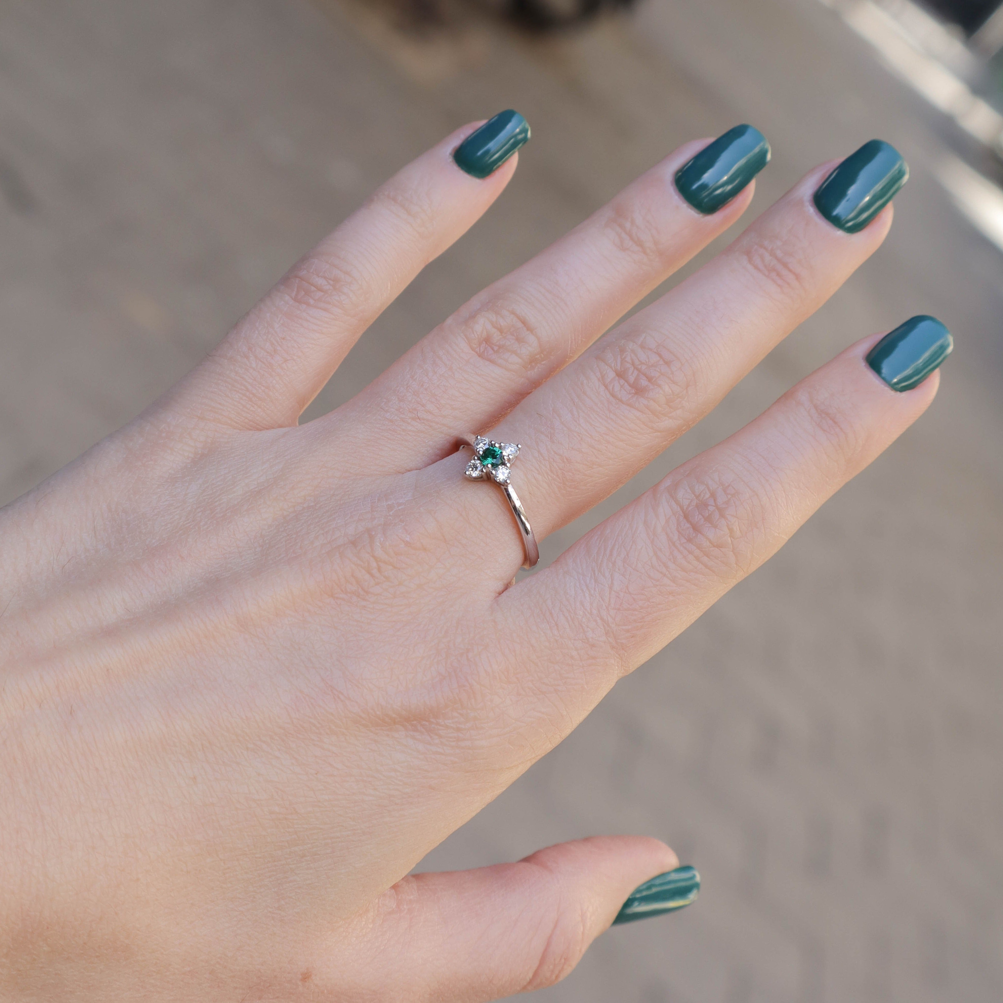 Eliana Ring Emerald and diamonds