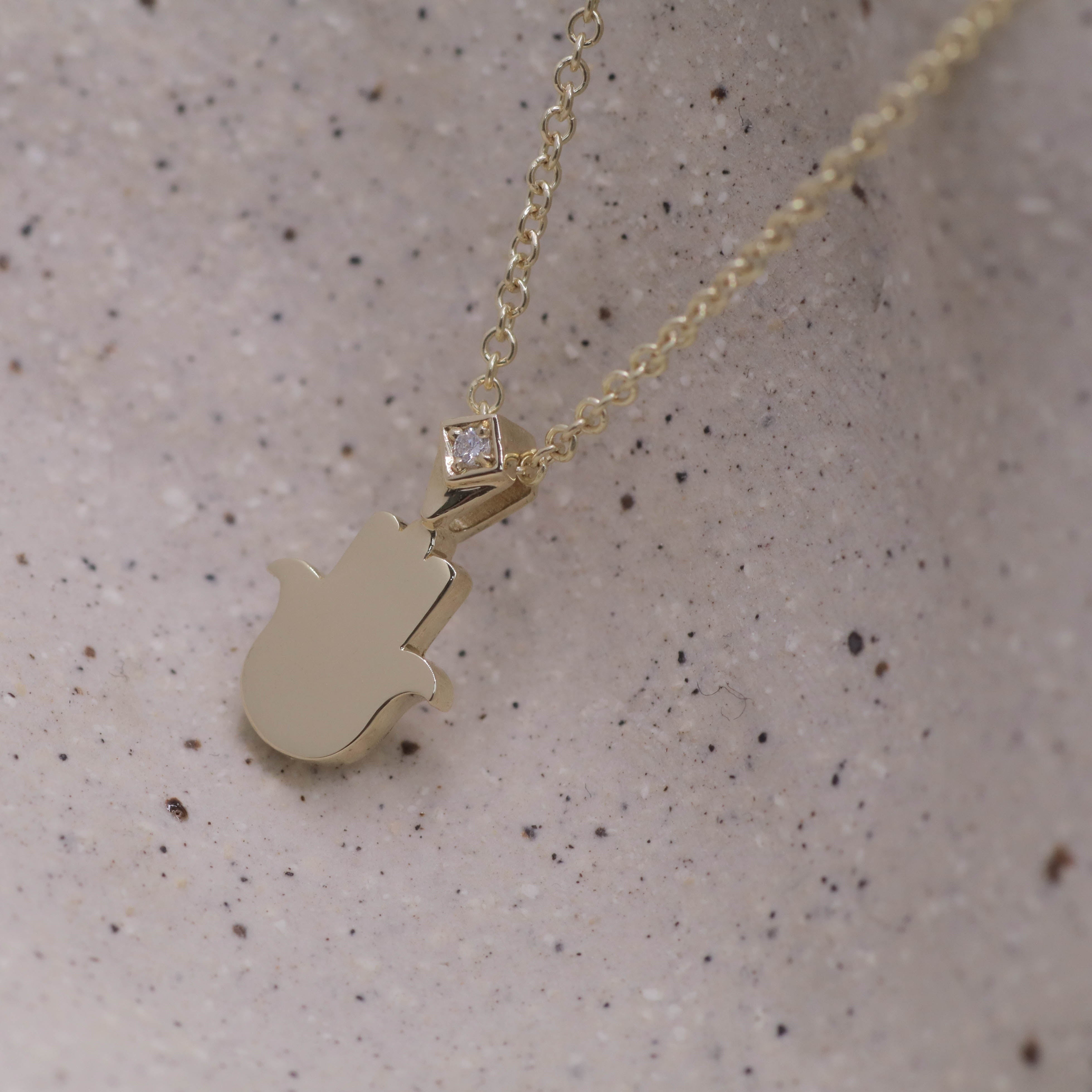 Hamsa Gold Necklace Diamond