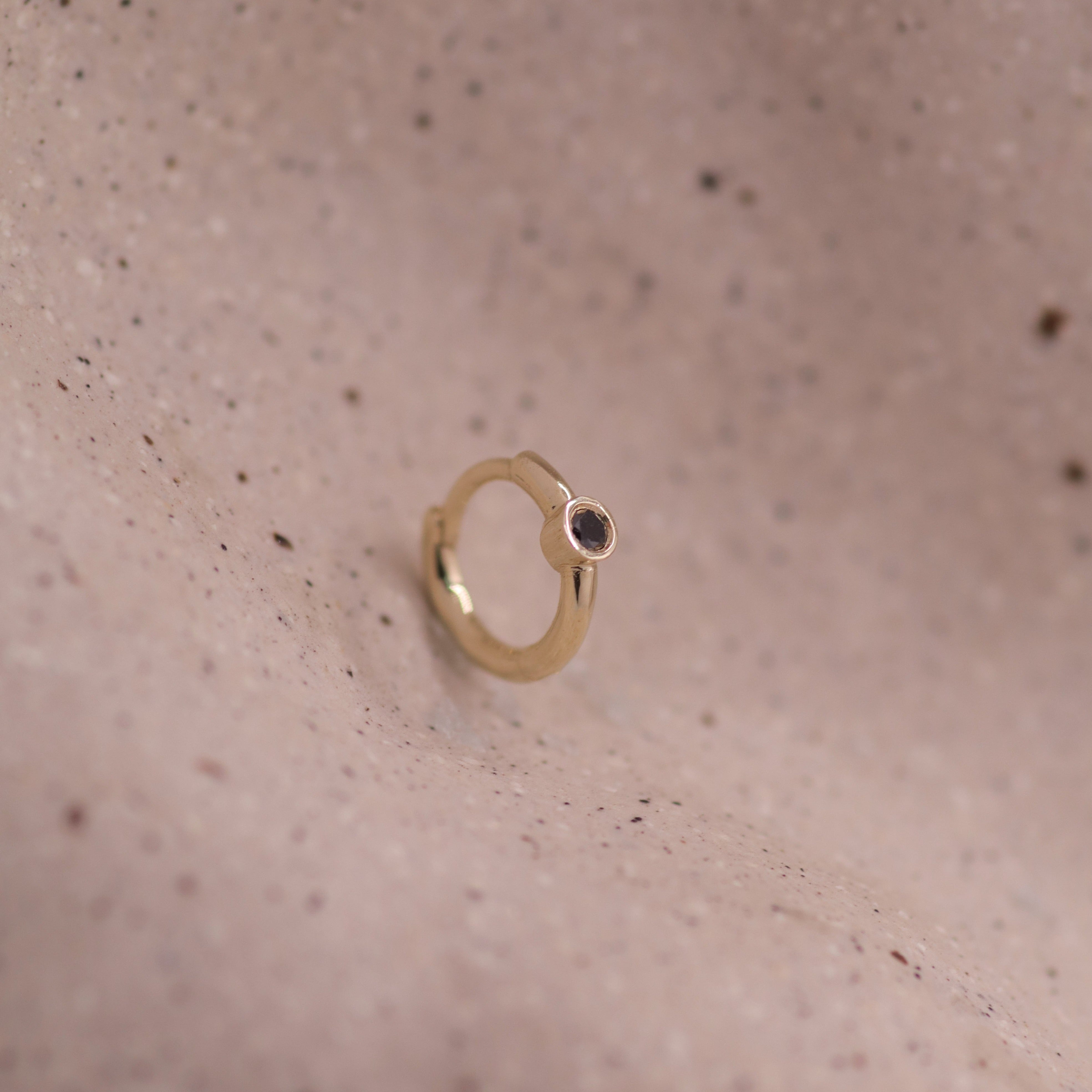 Alexis mini Hoop Gold Earring with Black Diamond