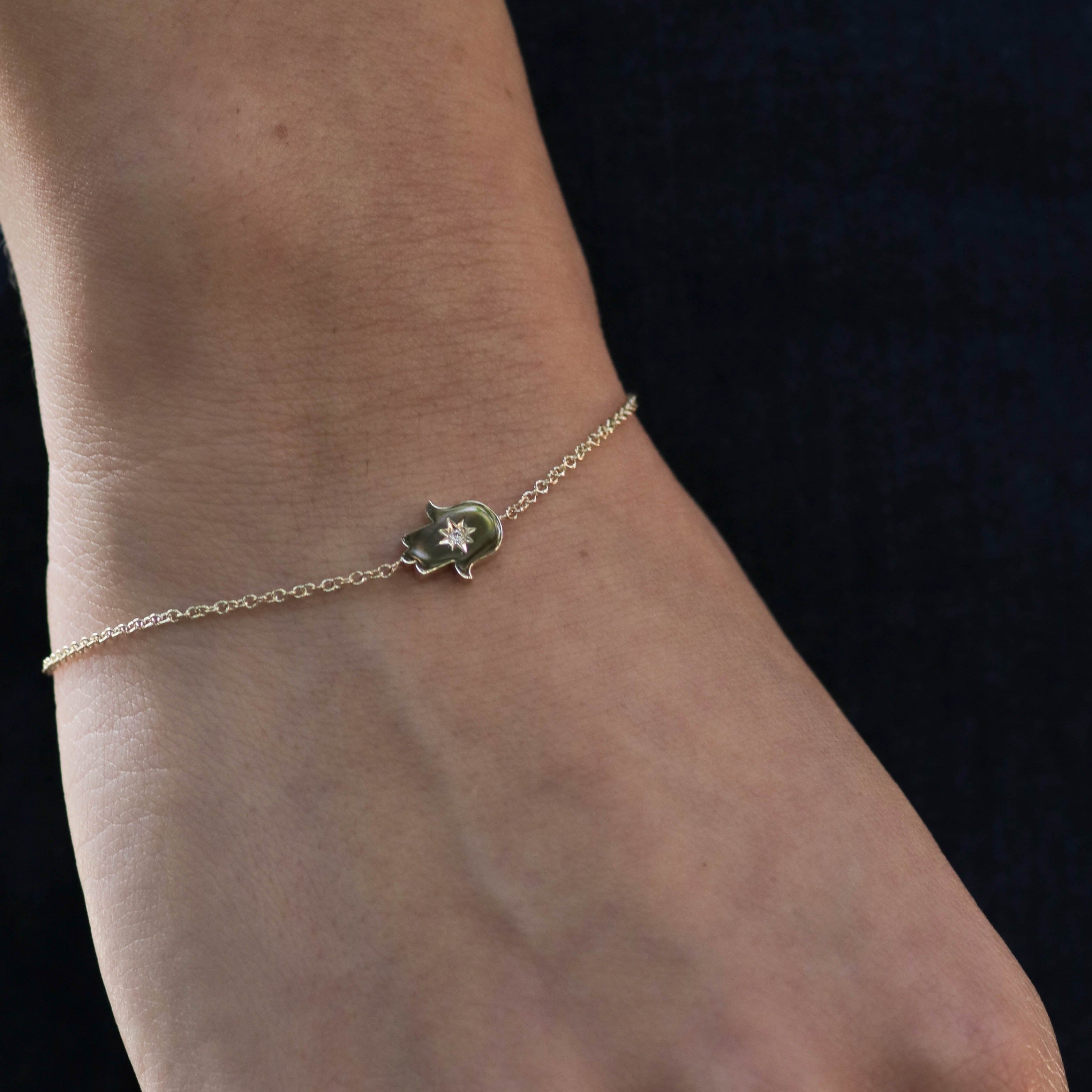 Hamsa Bracelet White Diamond