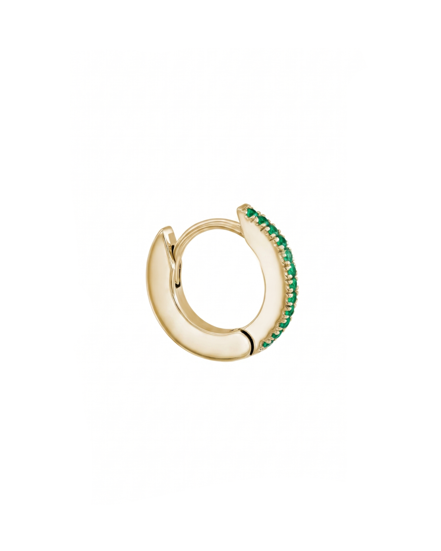 Khloé Medium Hoop Gold Earring with Emerlad