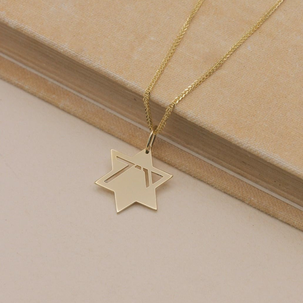 Heroism Star Of David Gold Necklace