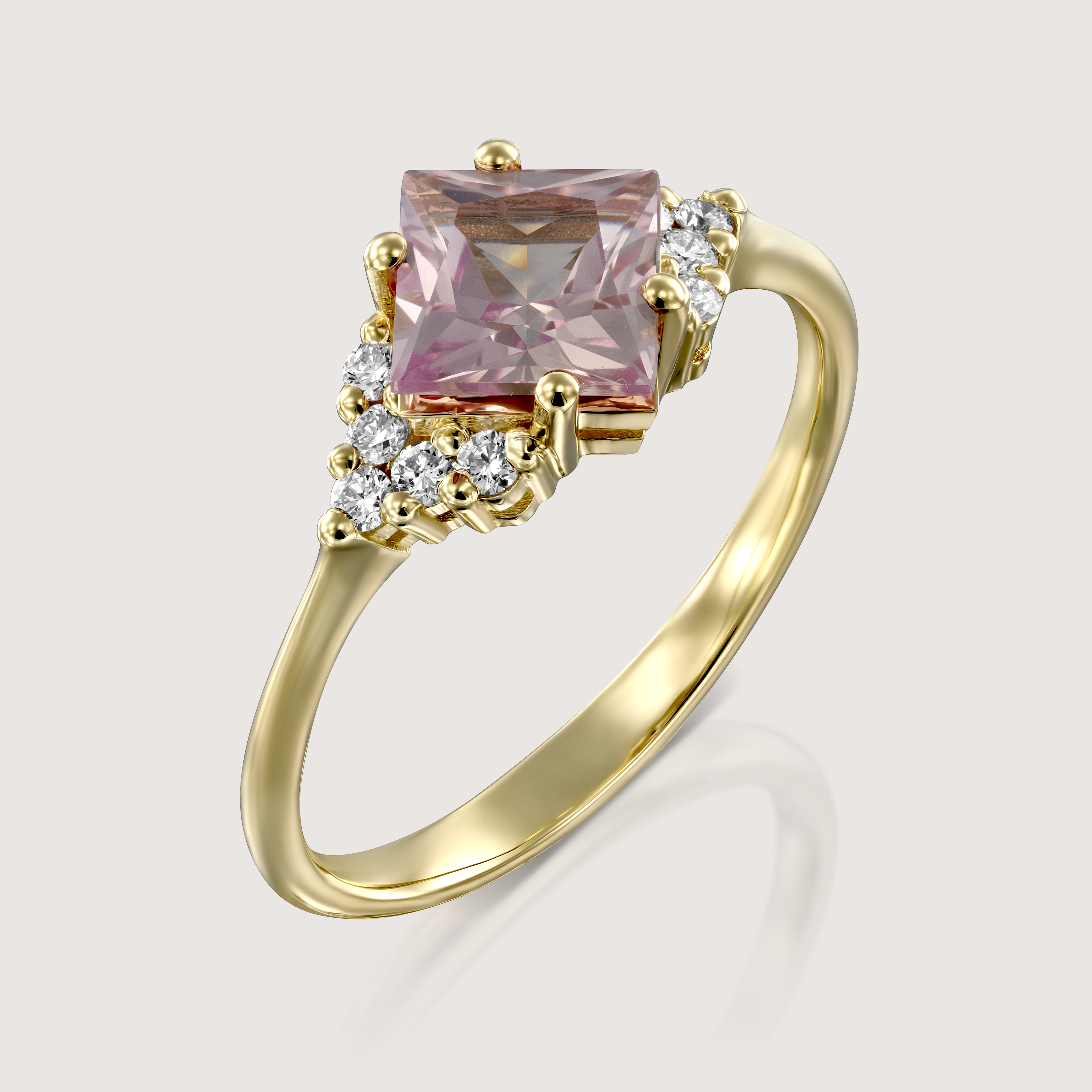 Juliette Ring With Diamonds and Morganite