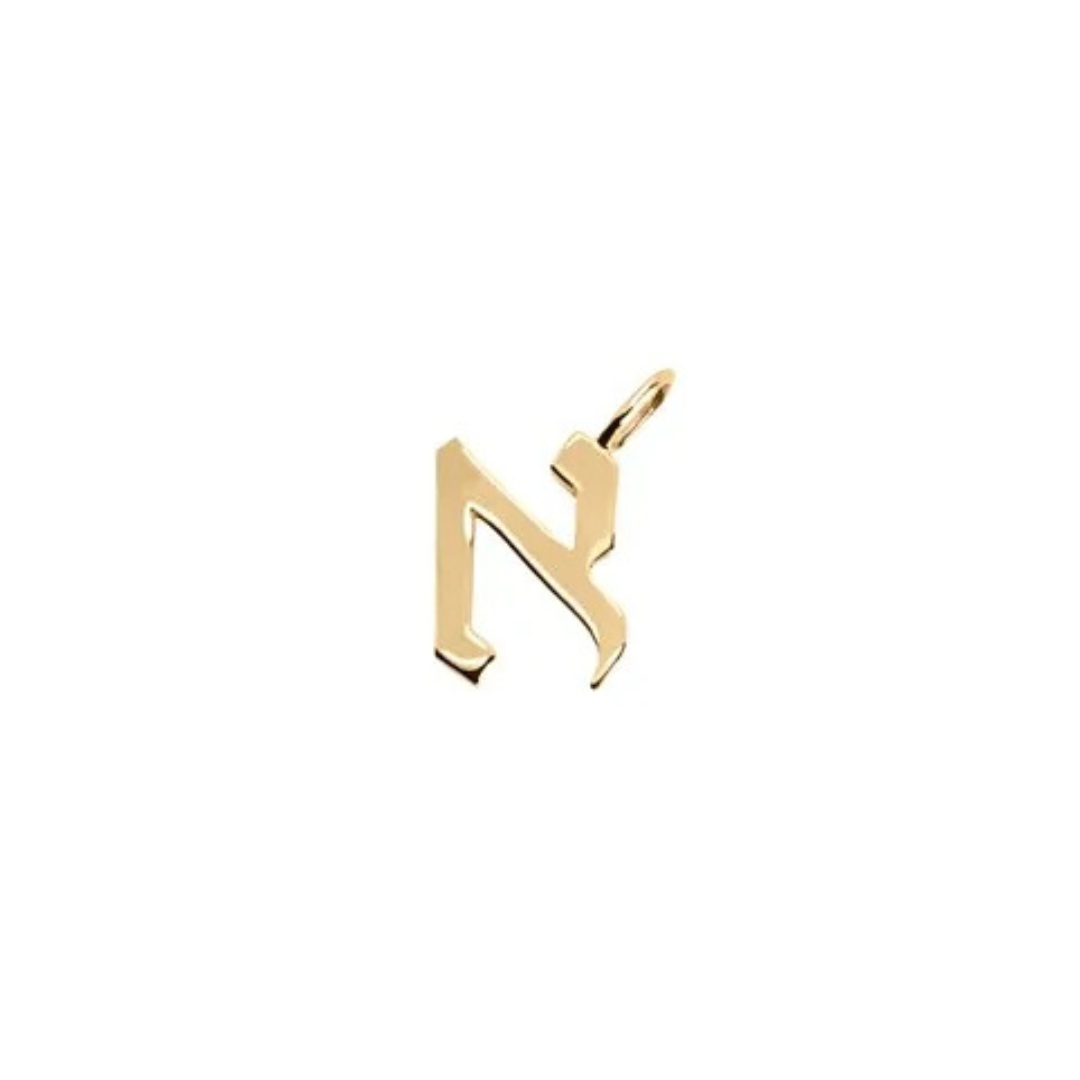 Letter Necklace - Large Aleph-Bet Gold Pendant