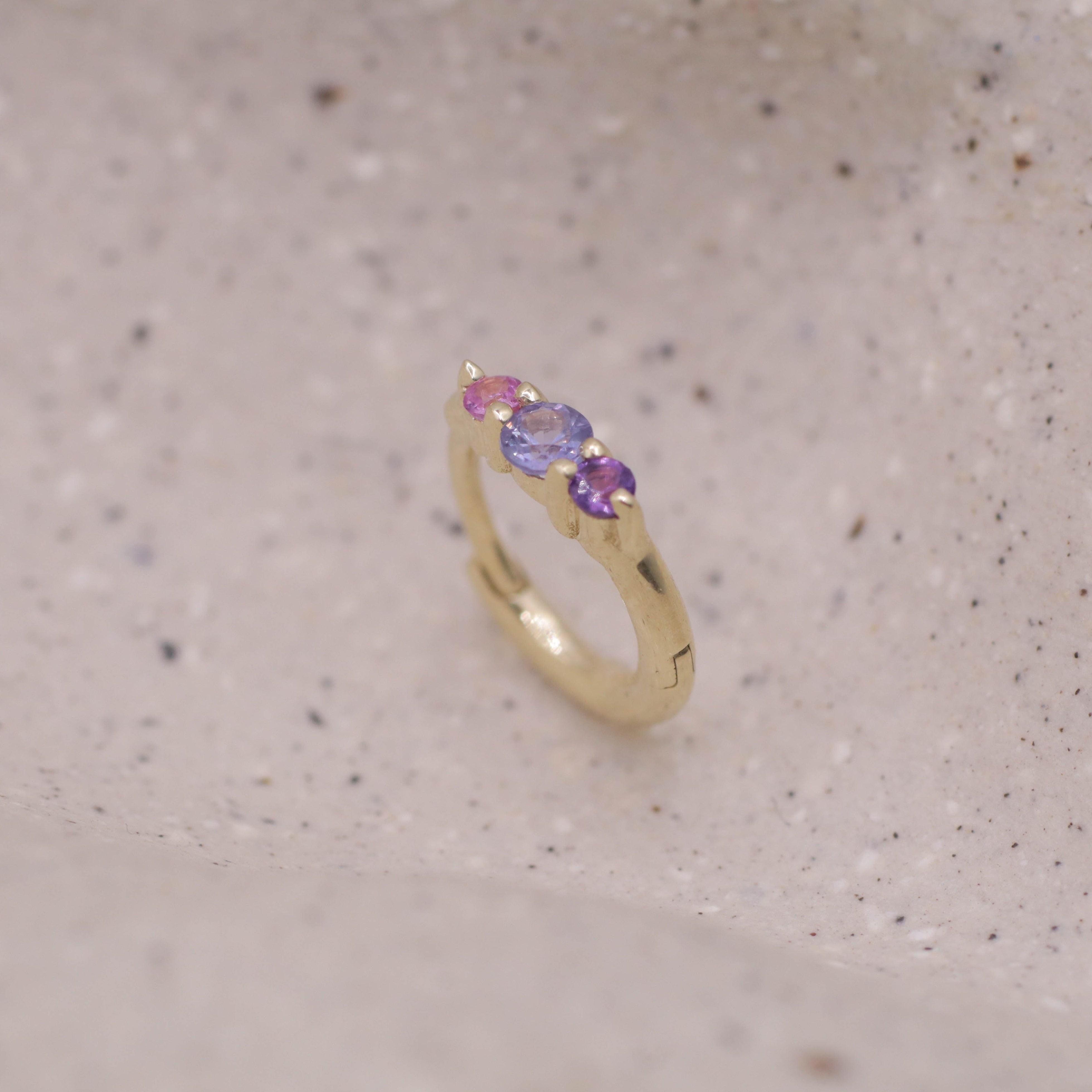 Audrey Mini Hoop Earring with purple stones