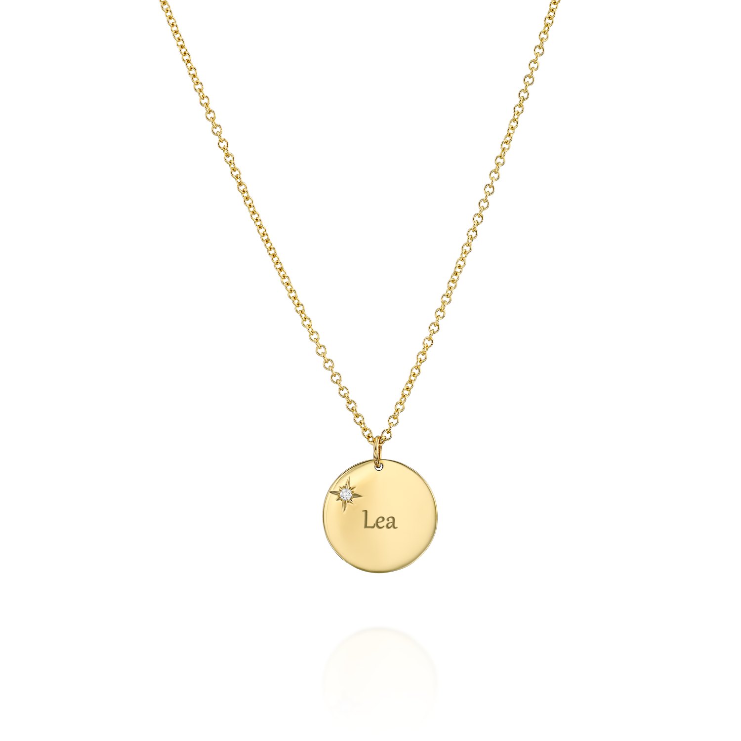 Chiara Gold Necklace with Star Setting & Engraving