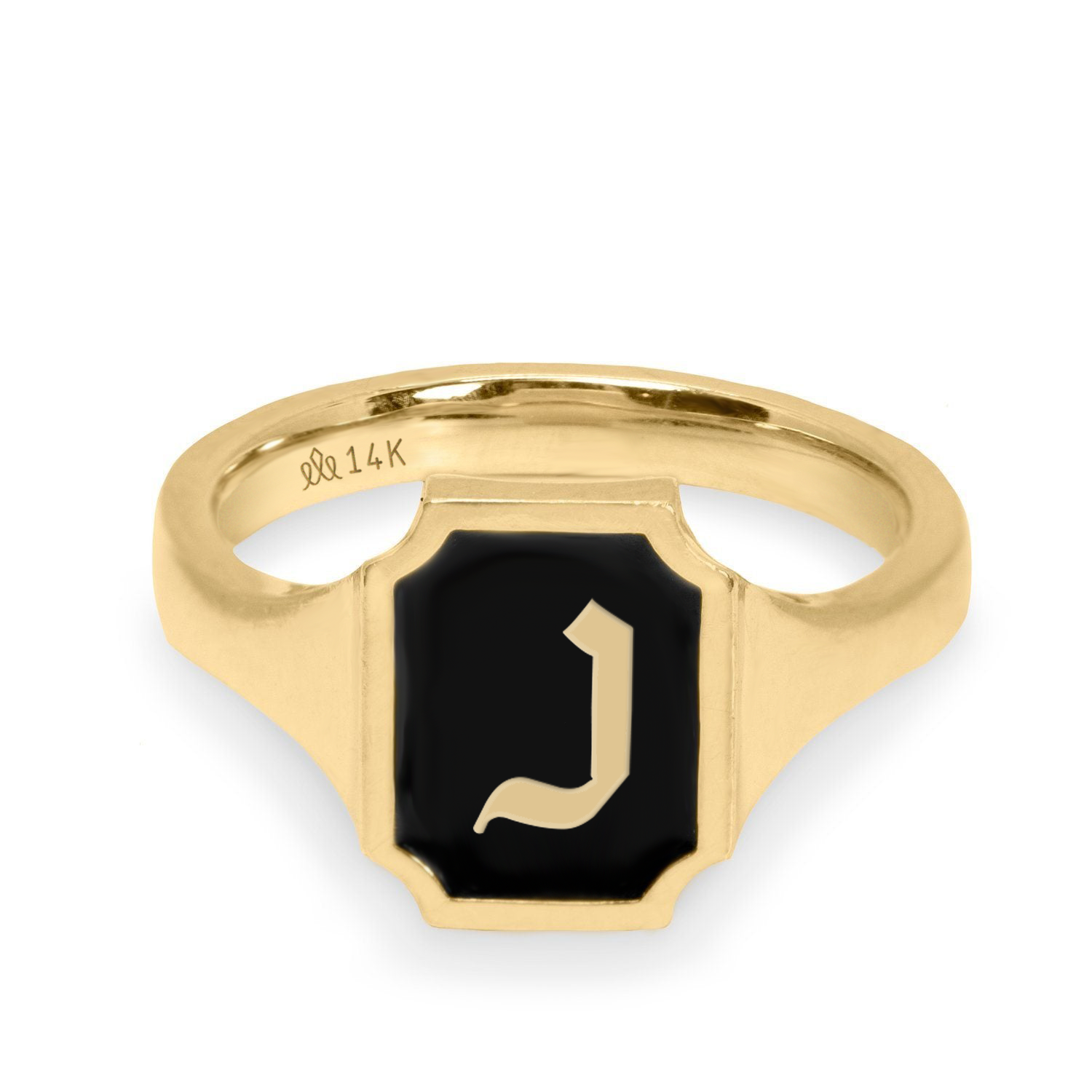 Tom Ring Signet Enamel Gold Ring - Hebrew letter