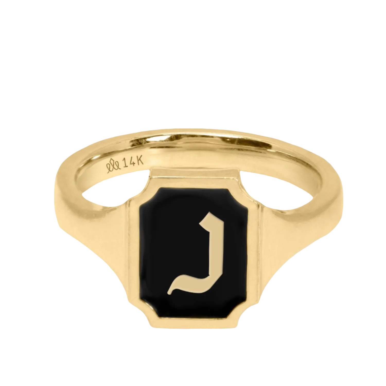Tom Ring Signet Enamel Gold Ring - Hebrew letter