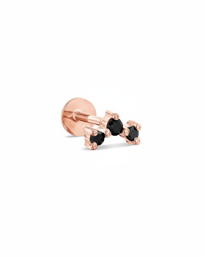Frida Piercing Earring With Black Diamonds